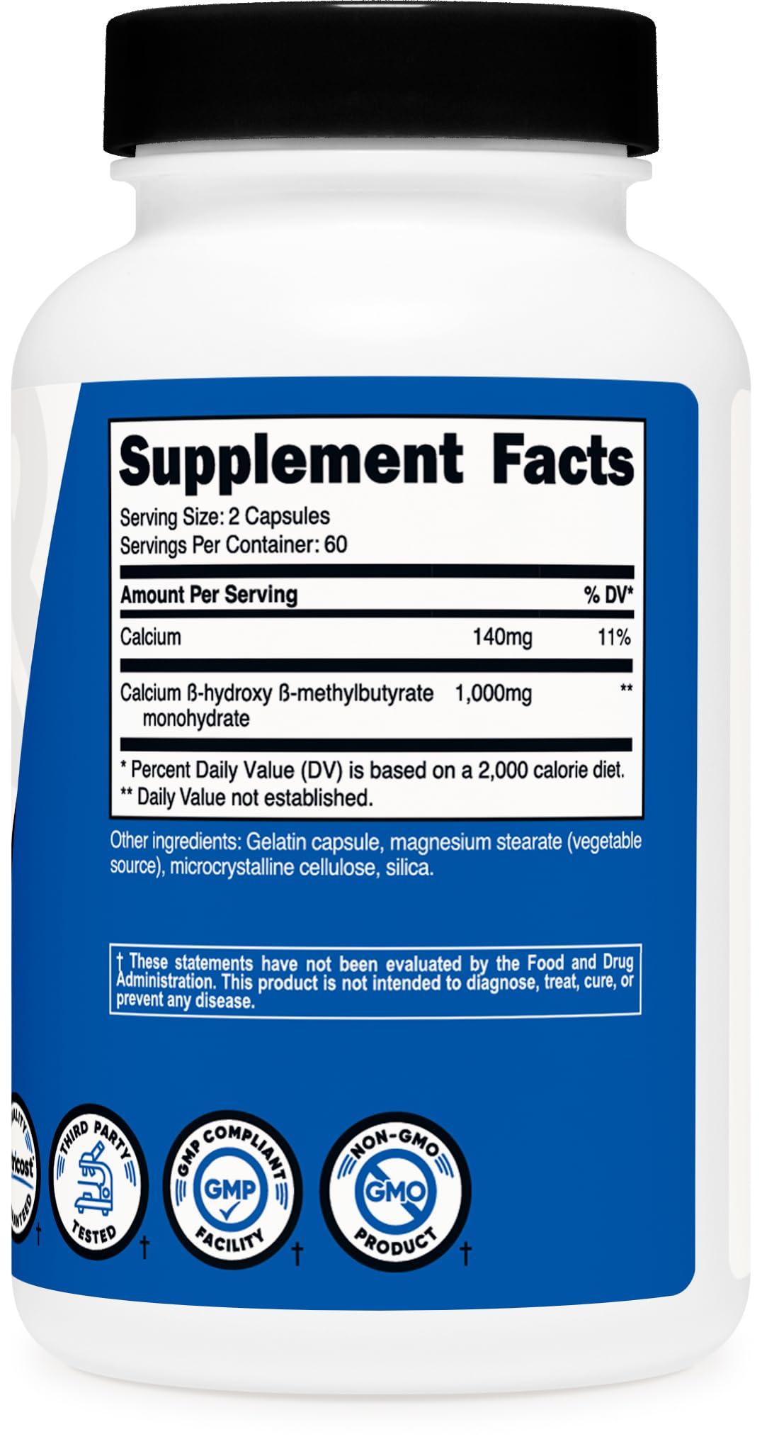 Nutricost HMB (Beta-Hydroxy Beta-Methylbutyrate) 1000mg (120 Capsules) - 500mg Per Capsule, 60 Servings - Gluten Free and Non-GMO - Image 5