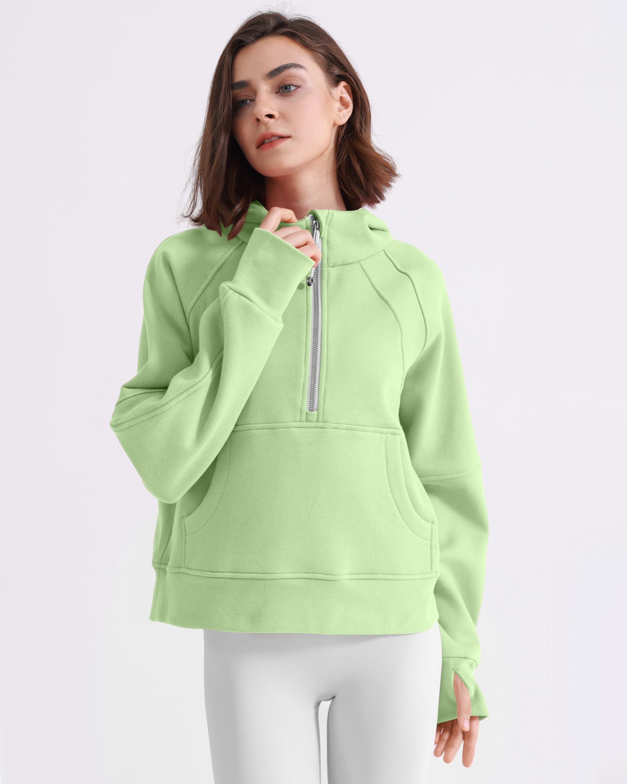 ISEEGZ Womens Fleece Lined Half Zip Pullover Cotton Winter Warm Scuba Sweatshirt for Women with Thumbhole Pocket - Image 3