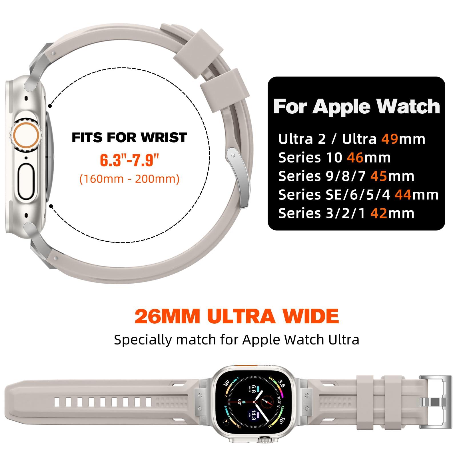 Bandletic R-Steel and 3 Pack R-Lite Fit Silicone Band, Speciall Designed for Apple Watch Ultra Bands for Men - Image 4