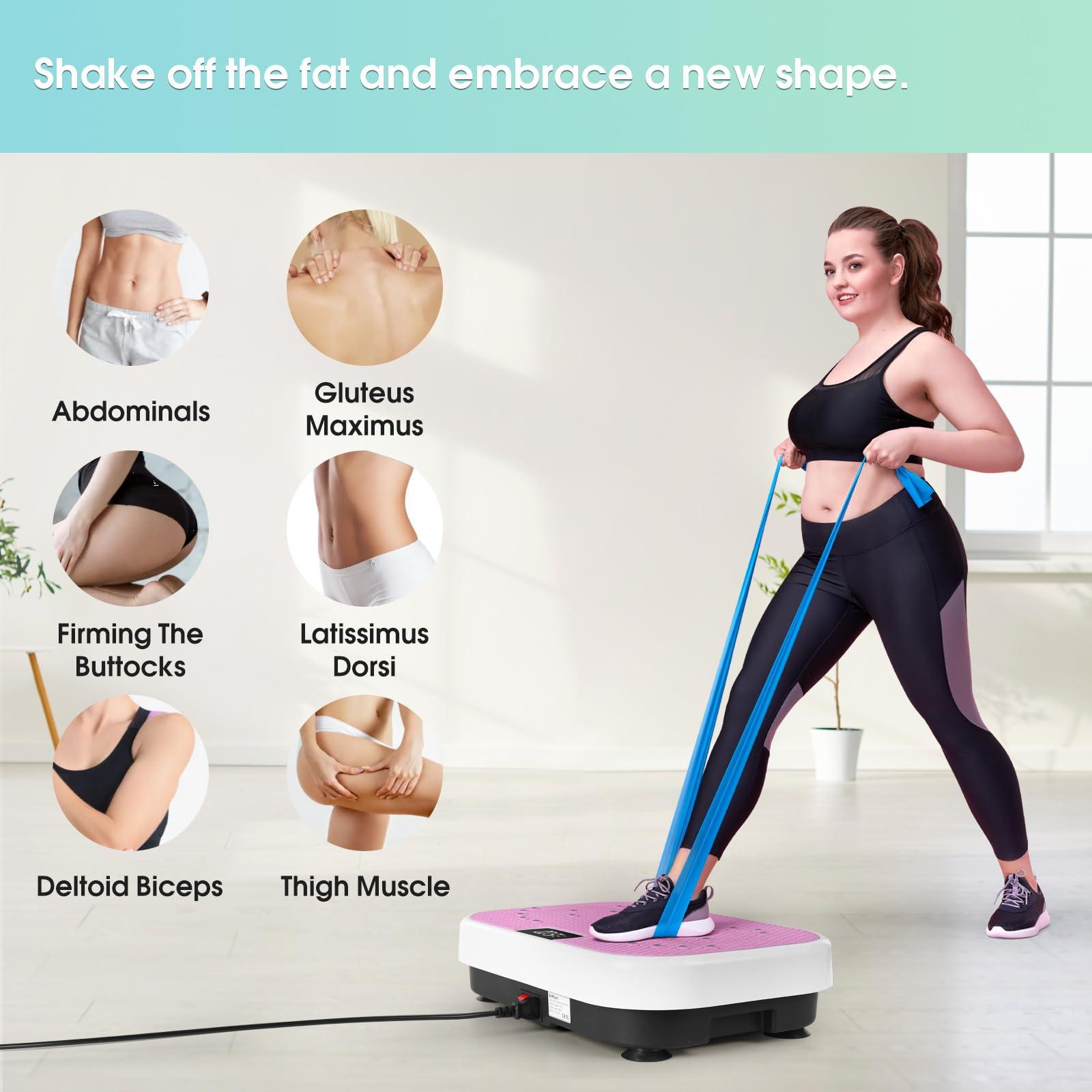 Vibration Plate Exercise Machine for Lymphatic Drainage,Softgym Power Vibrate Stand Shake Board 400 Lbs Capacity Whole Body Workout Waver with Fitness Resistance Bands Weight Loss Gifts for Women Men - Image 3
