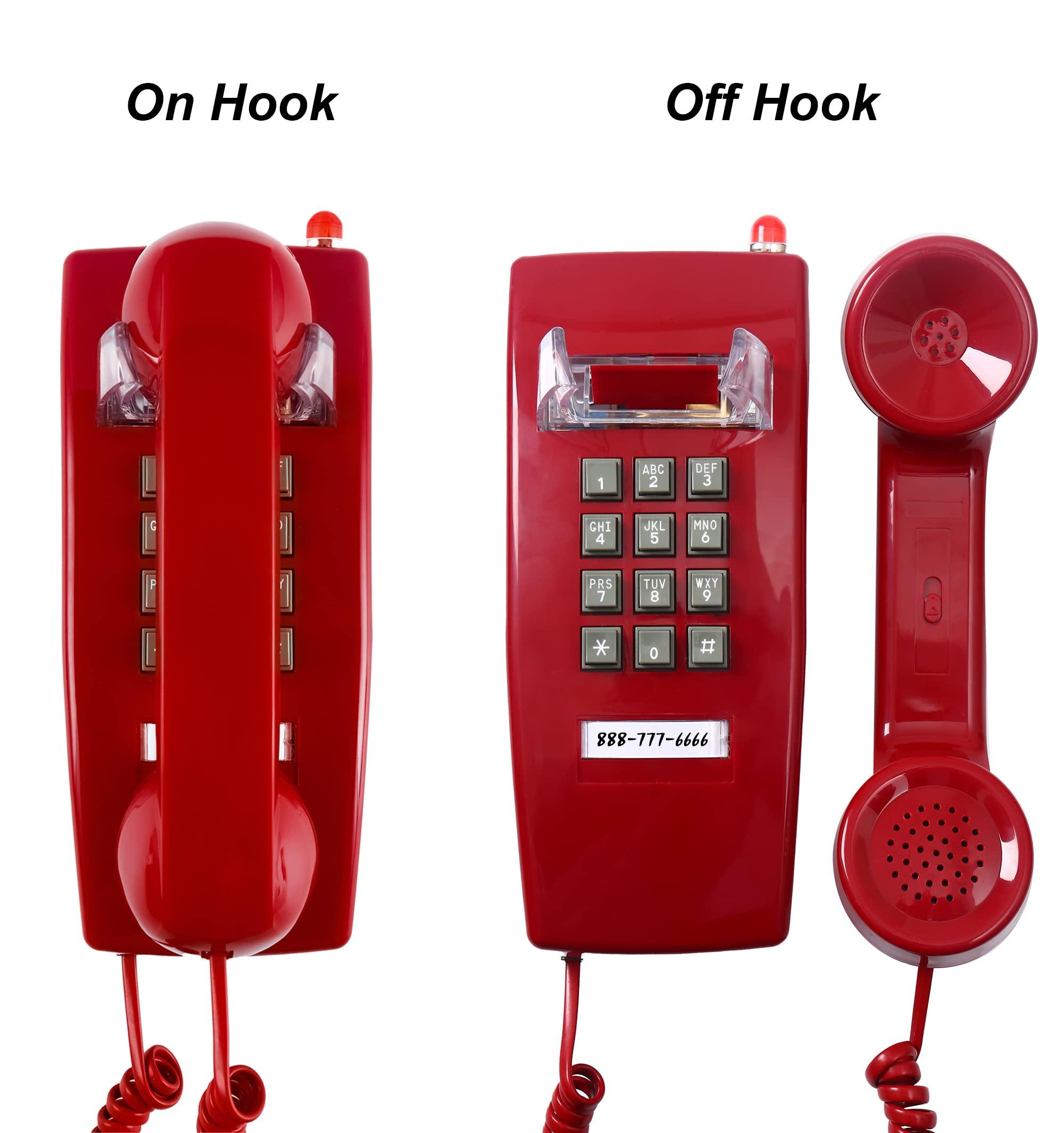 Traditional Red Wall Phones for Landline Mechanical Ringing, Classic 2554 Wall Telephone Ringing Indicator, Retro Wall Phone Hearing Aid, Old Wall Mount Phone for Home,School, Backup Telephone - Image 2