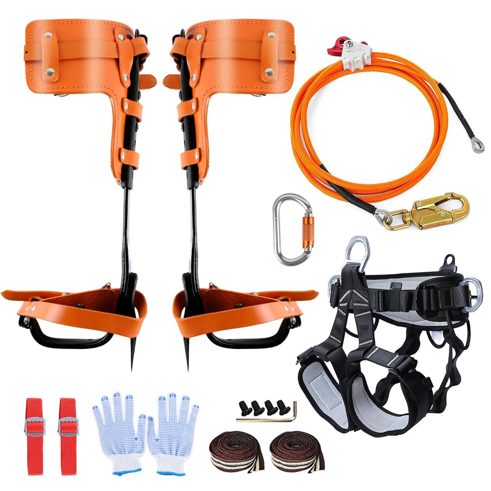 XISEZIUO Tree Climbing Spikes Kit, Tree Climbing Gear, Full Rock Climbing Kit for Tree Work, Arborist Tree Climbing Equipment, Adjustable Climbing Straps - Image 1