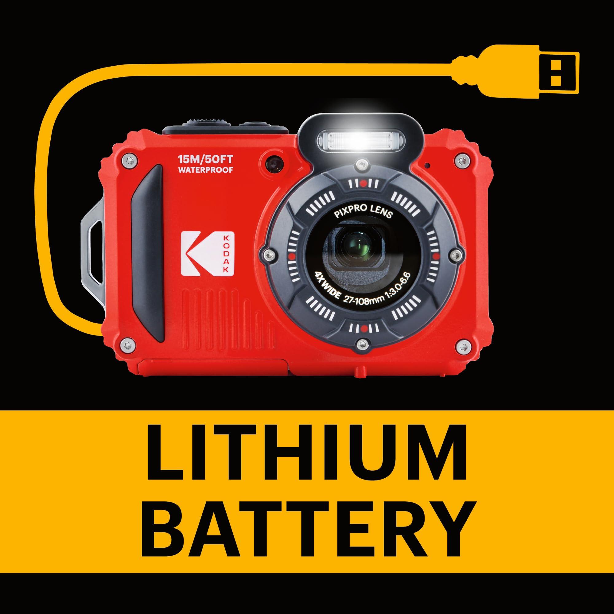 KODAK PIXPRO WPZ2 Rugged Waterproof Digital Camera 16MP 4X Optical Zoom 2.7" LCD Full HD Video, Red - Image 6