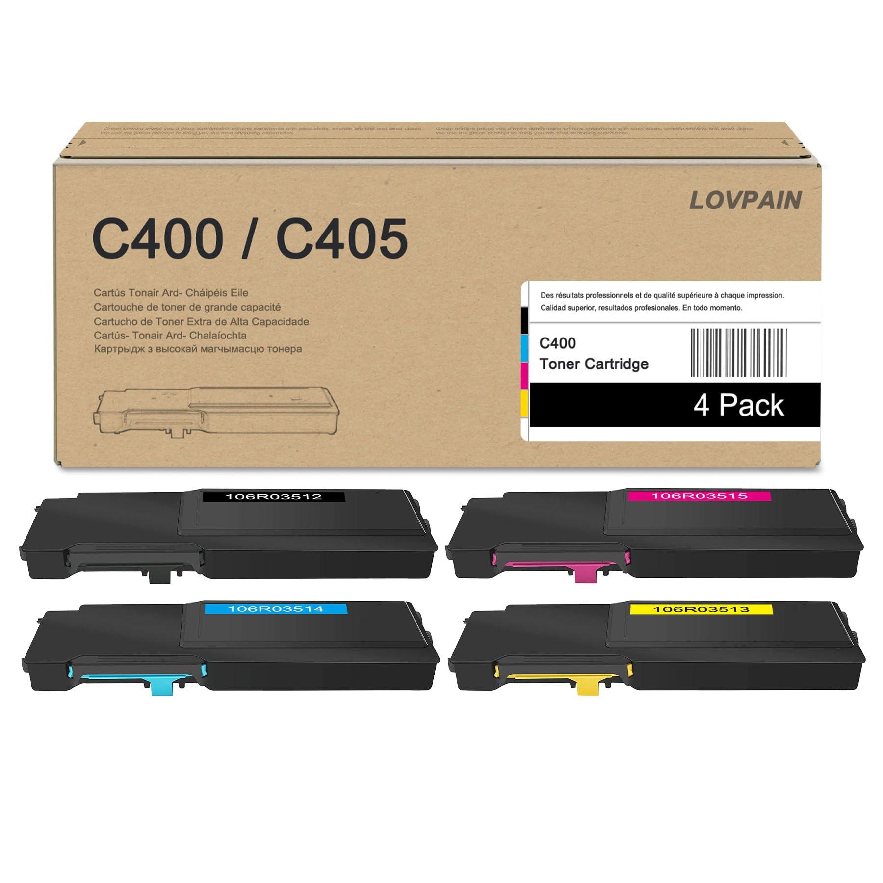VersaLink C400/C405 High Capacity Toner Cartridge (4 Pack, 1BK/1C/1M/1Y) - Lovpa 106R03512 106R03514 106R03515 106R03513 Toner Replacement for Xerox VersaLink C400 C400D C400DN C405 C405DN Printer