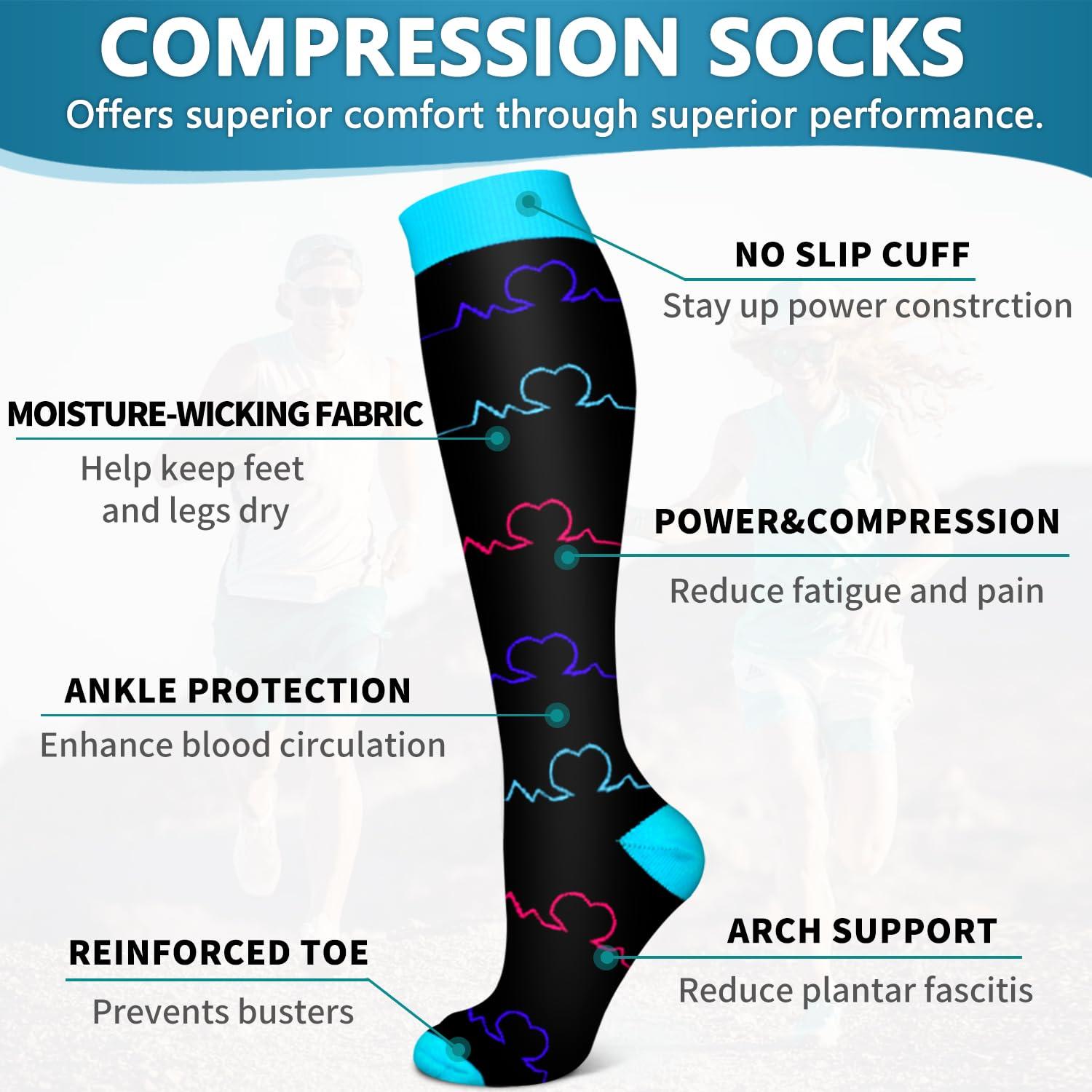 Bluemaple 6 Pack Copper Compression Socks for Women and Men Circulation-Best Support for Medical, Running,Nursing,Athletic - Image 5
