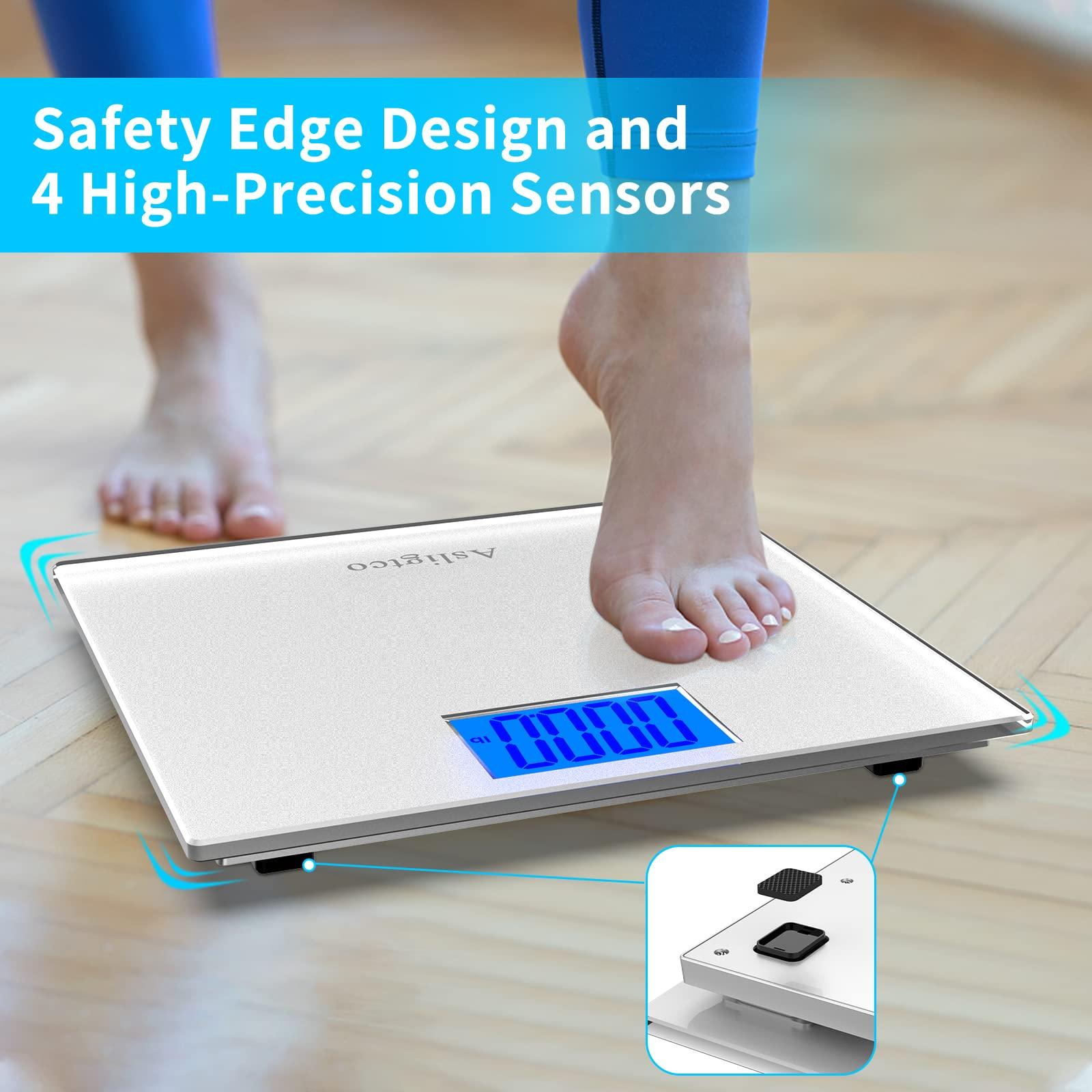 Asligtco Bathroom Scale 560lbs High Capacity Scale for Body Weight Extra Large Platform Backlit Display Digital Scales with Tape Measure & Battery(Silver) - Image 4