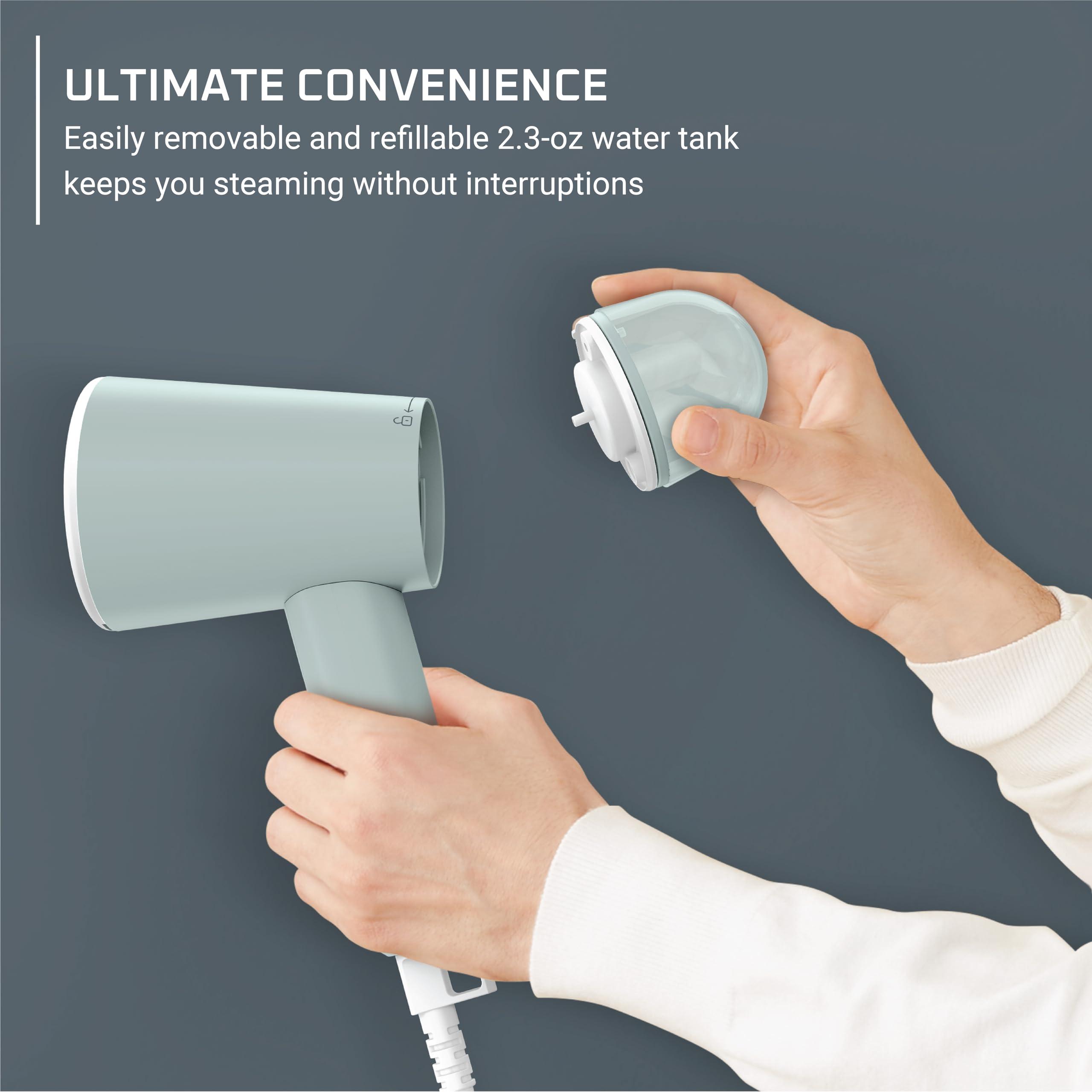 Rowenta Mini Travel Steamer for Clothes, Portable Handheld Steamer with 2.3 Oz Tank, Foldable, 1100 Watts, Ironing, Travel Essentials, Green, DR1014 - Image 7