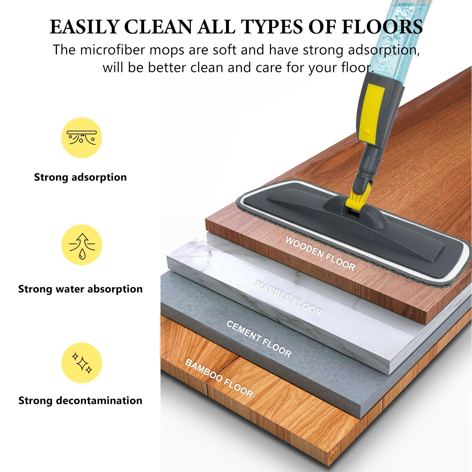 NileHome Mops for Floor Cleaning, Spray Mop with 400ml Refillable Bottle and 2 Replacement Pads Dry Wet for Household or Commercial Use Dust Mop for Hardwood Laminate Tile Ceramic - Image 5
