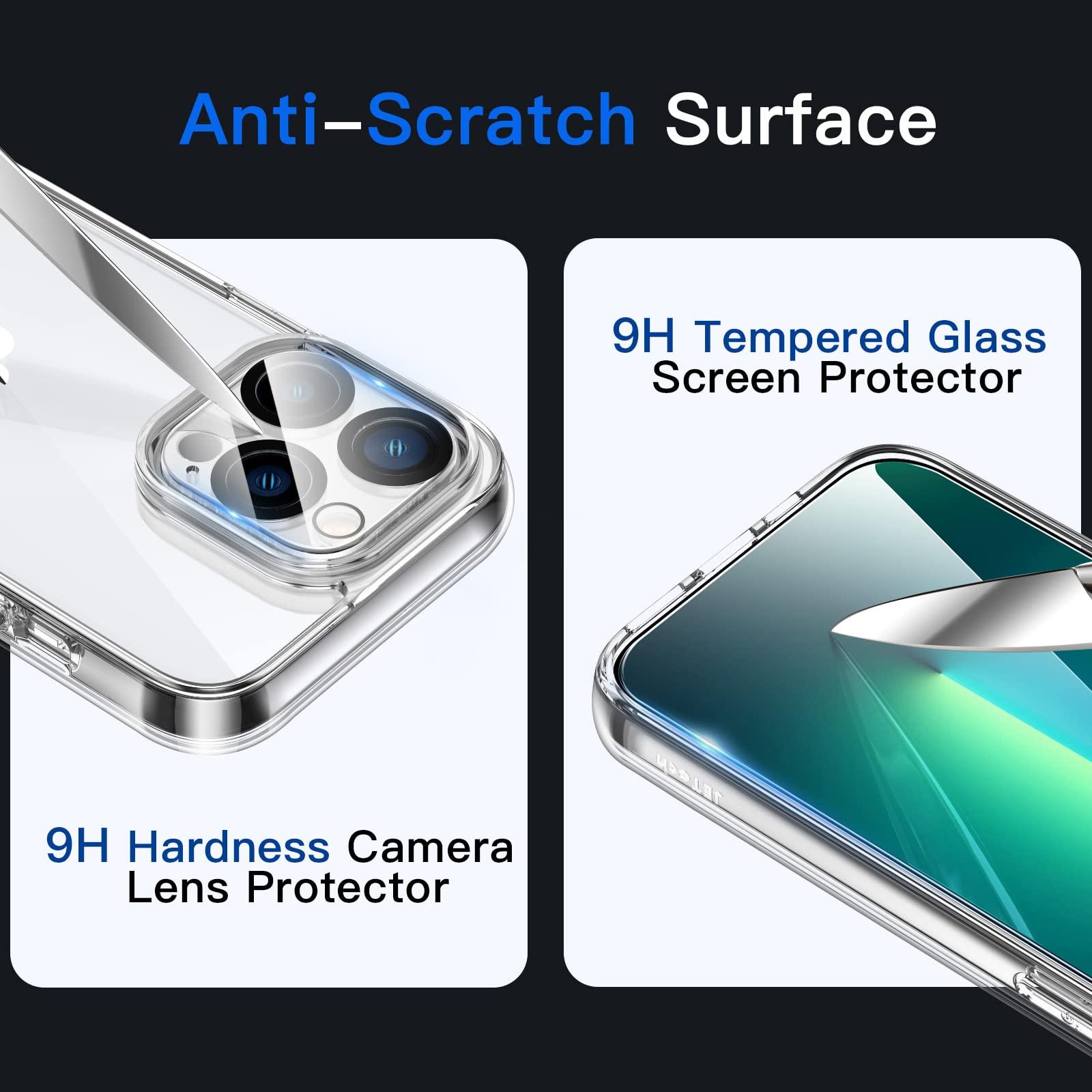 JETech 5 in 1 Case for iPhone 13 Pro Max 6.7-Inch, with 2-Pack Screen Protector and Camera Lens Protector, Non-Yellowing Shockproof Bumper Phone Cover, Full Coverage Tempered Glass Film (Clear) - Image 6