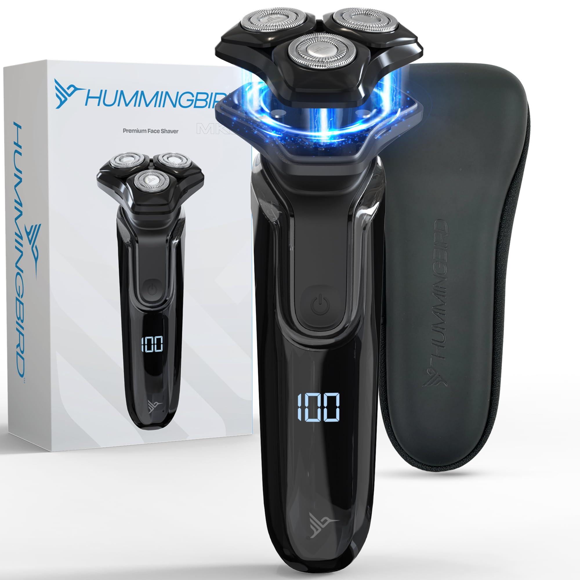 HUMMINGBIRD MK8 Premium Rotary Face Shaver, Rechargeable Wet & Dry Electric Shaver with Pop-up Trimmer, Electric Razor for Men, Waterproof, Cordless USB-C Rechargeable, LED Display, Travel Case - Image 1