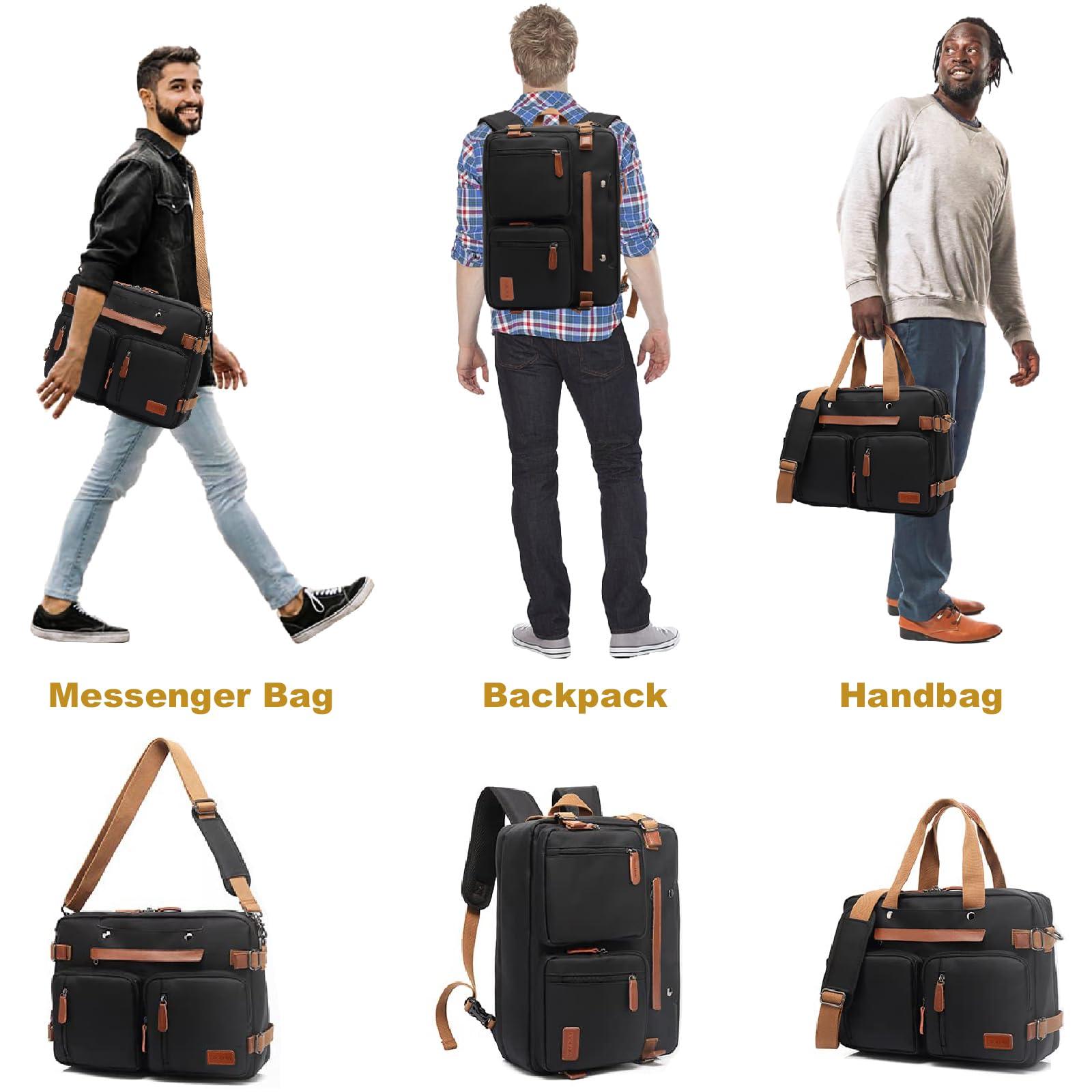 MOLNIA 3 in 1 Laptop Bag for Men, 17.3 Inch Work Bags for Men, Laptop Backpack, Briefcases, Messenger Bag, Computer Bags for Laptops for Men Women, Black - Image 8