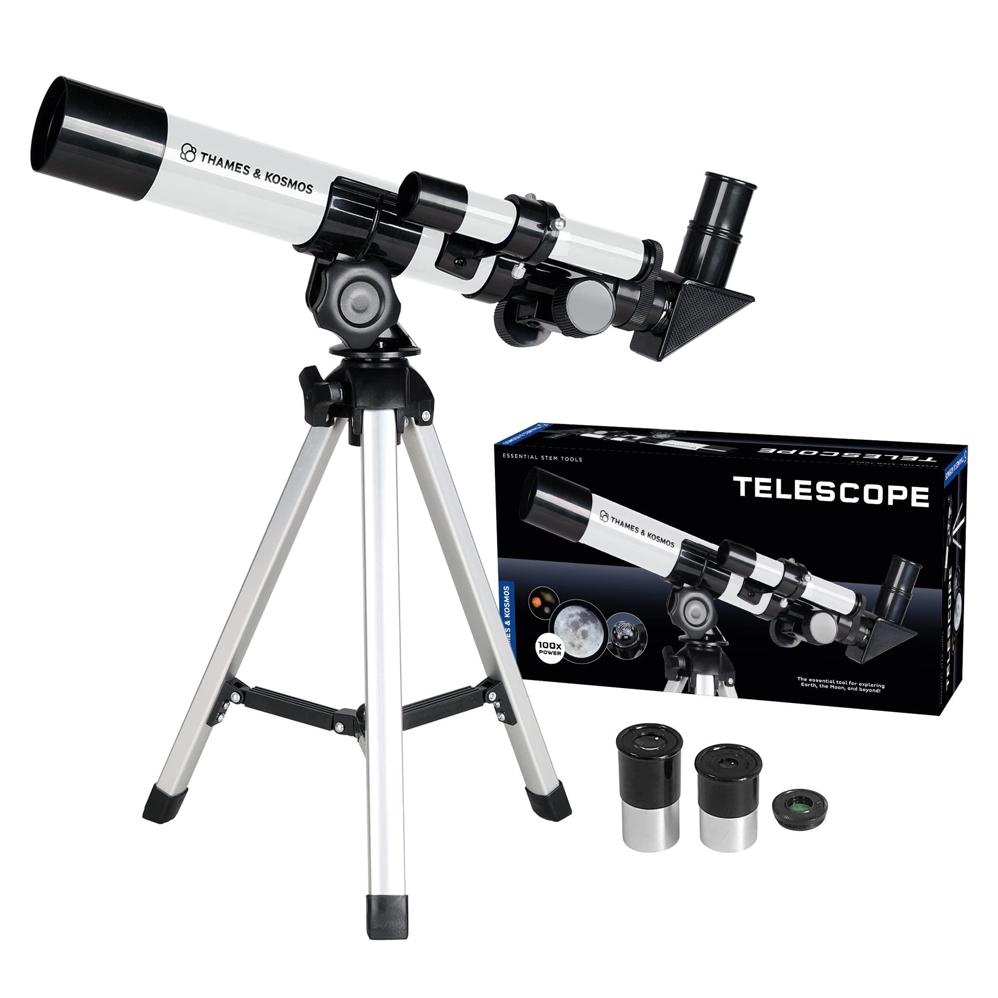 The Thames & Kosmos Telescope Essential STEM Tool | Childrens Refractor Telescope with 100x Magnification & Built-in Compass | Classic Scientific Device for Astronomical & Terrestrial Observations - Image 2