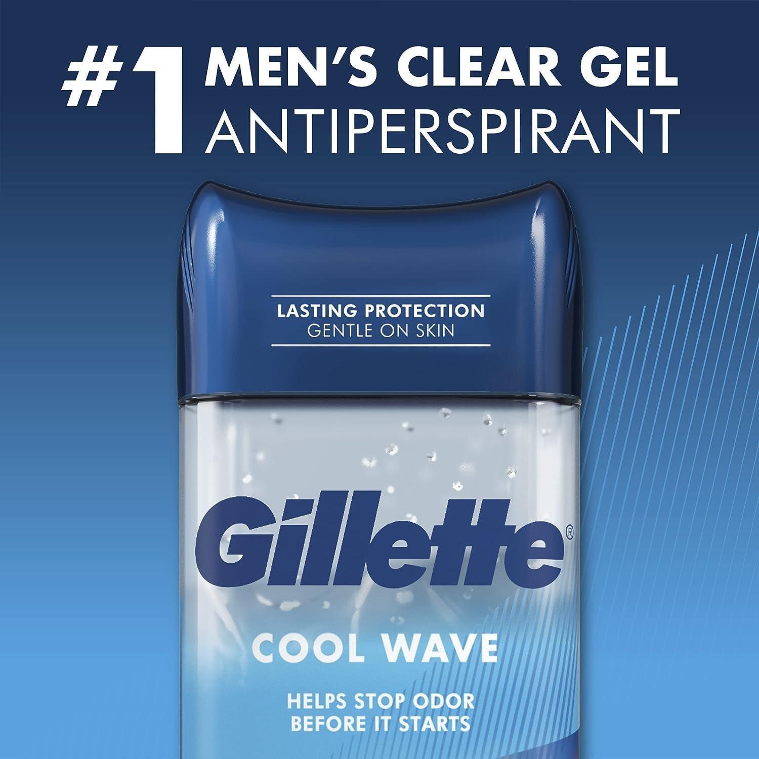 Gillette Antiperspirant and Deodorant for Men, 72hr Sweat & Odor Protection, Long Lasting Freshness, Anti-White Mark Technology, Clear Gel, Cool Wave Scent, 3.8 oz (Pack of 4) - Image 3