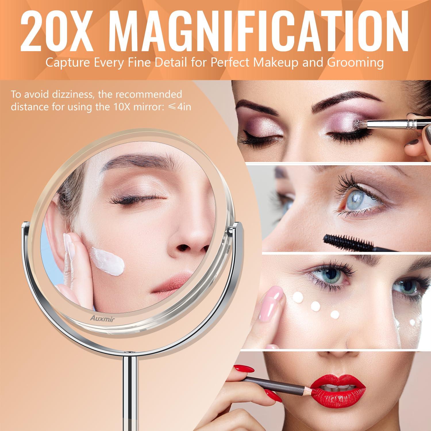 Auxmir 20X Magnifying Makeup Mirror, Double Sided 1X/20X Magnifying Mirror, Tabletop Magnified Vanity Mirror with Magnification, 360° Rotation, Stand for Dressing Table, Bathroom, Bedroom - Image 5