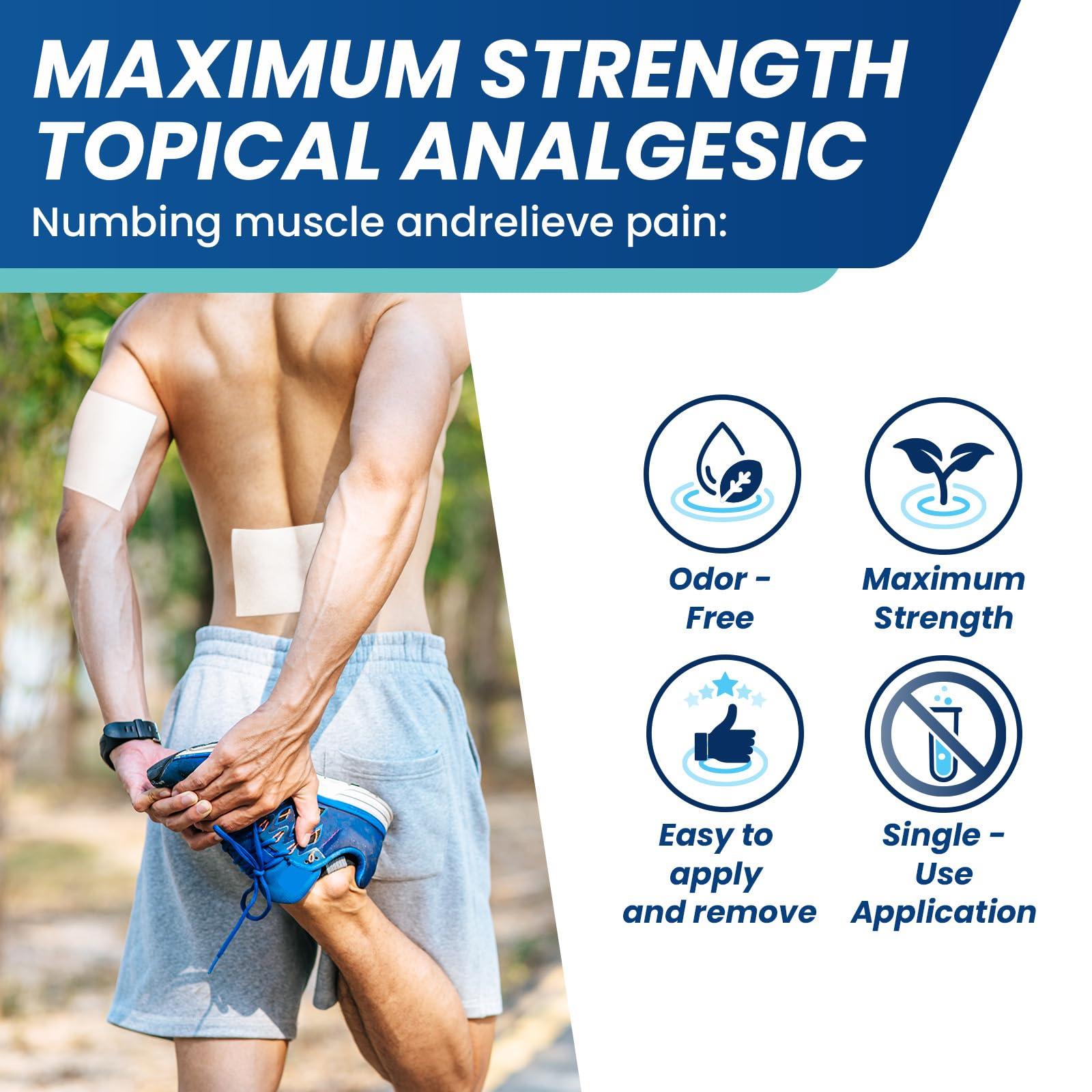 Sumifun 4% Lidocaine Patches,Maximum Strength Pain Relieving Patch Back, Shoulder, Joints, Knee Pain Relief and Muscle Soreness - 8 Hour Pain Relief (31 Count(Pack of 1)) - Image 3