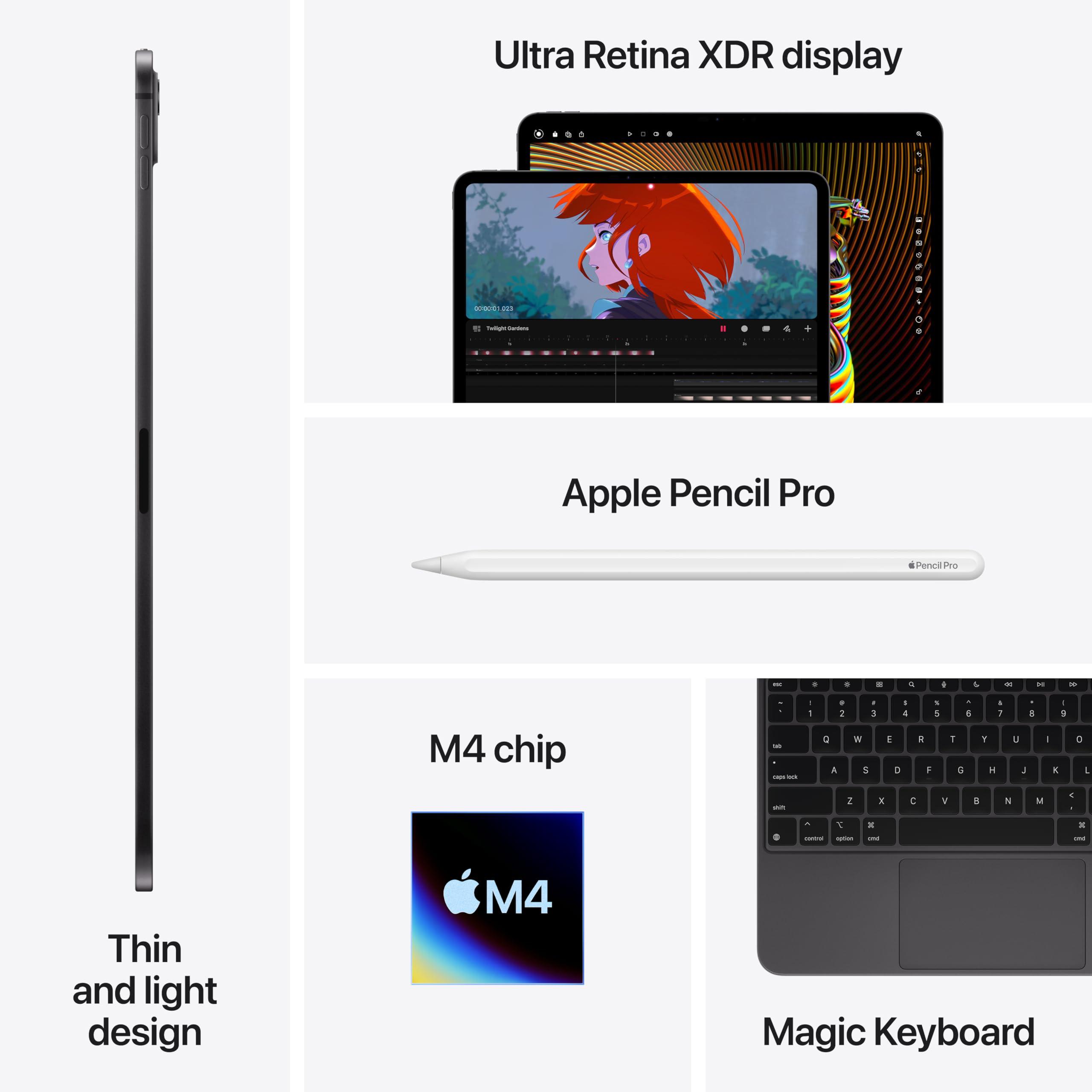 Apple iPad Pro 13-Inch (M4): Built for Apple Intelligence, Ultra Retina XDR Display, 512GB, 12MP Front/Back Camera, LiDAR Scanner, Wi-Fi 6E, Face ID, All-Day Battery Life — Space Black - Image 6