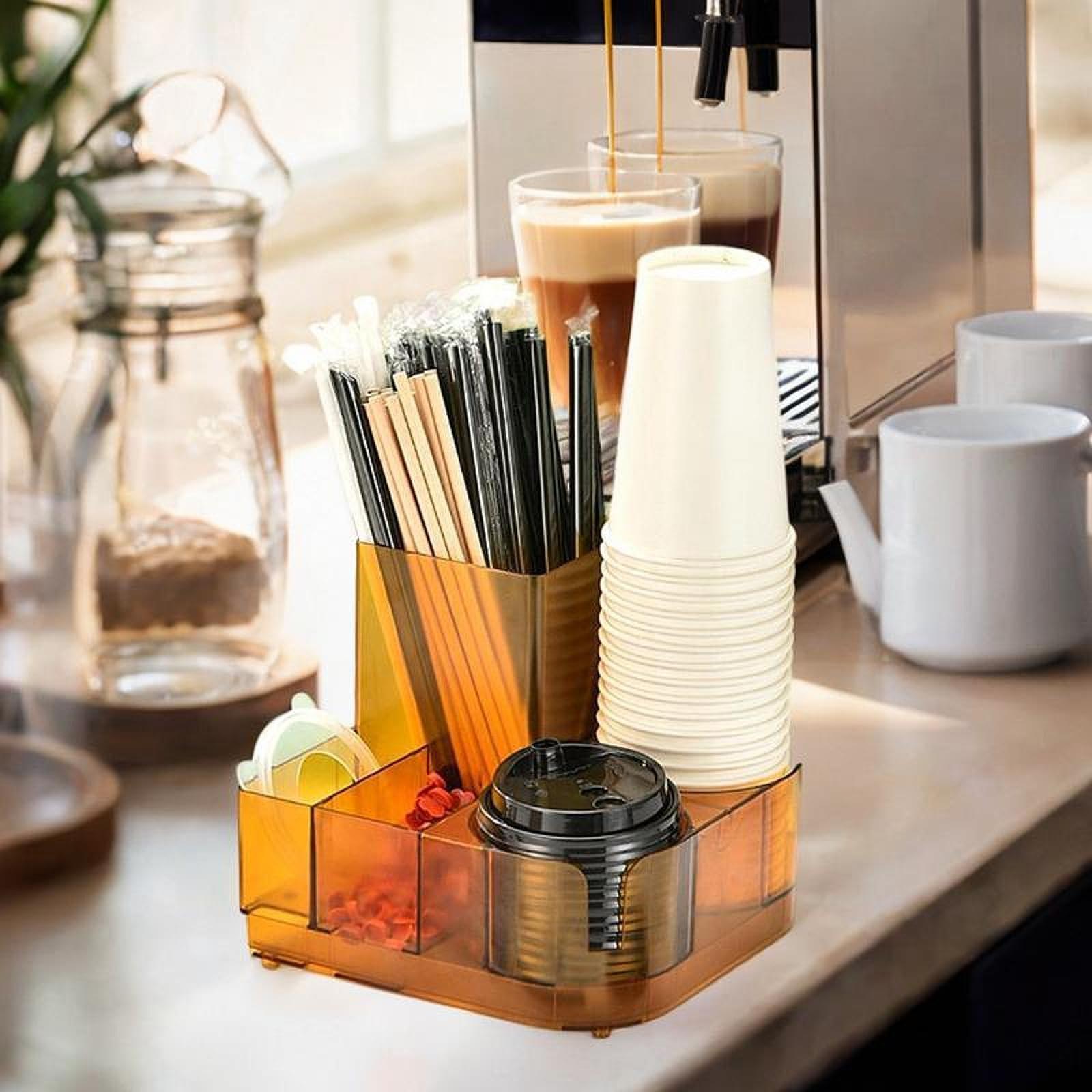 DimyFew Coffee Bar Condiment Rack Coffee Tea Bags Dispenser 5 Compartments Easy to Clean Coffee Pod Holder for Counter Milk Tea Store - Image 6