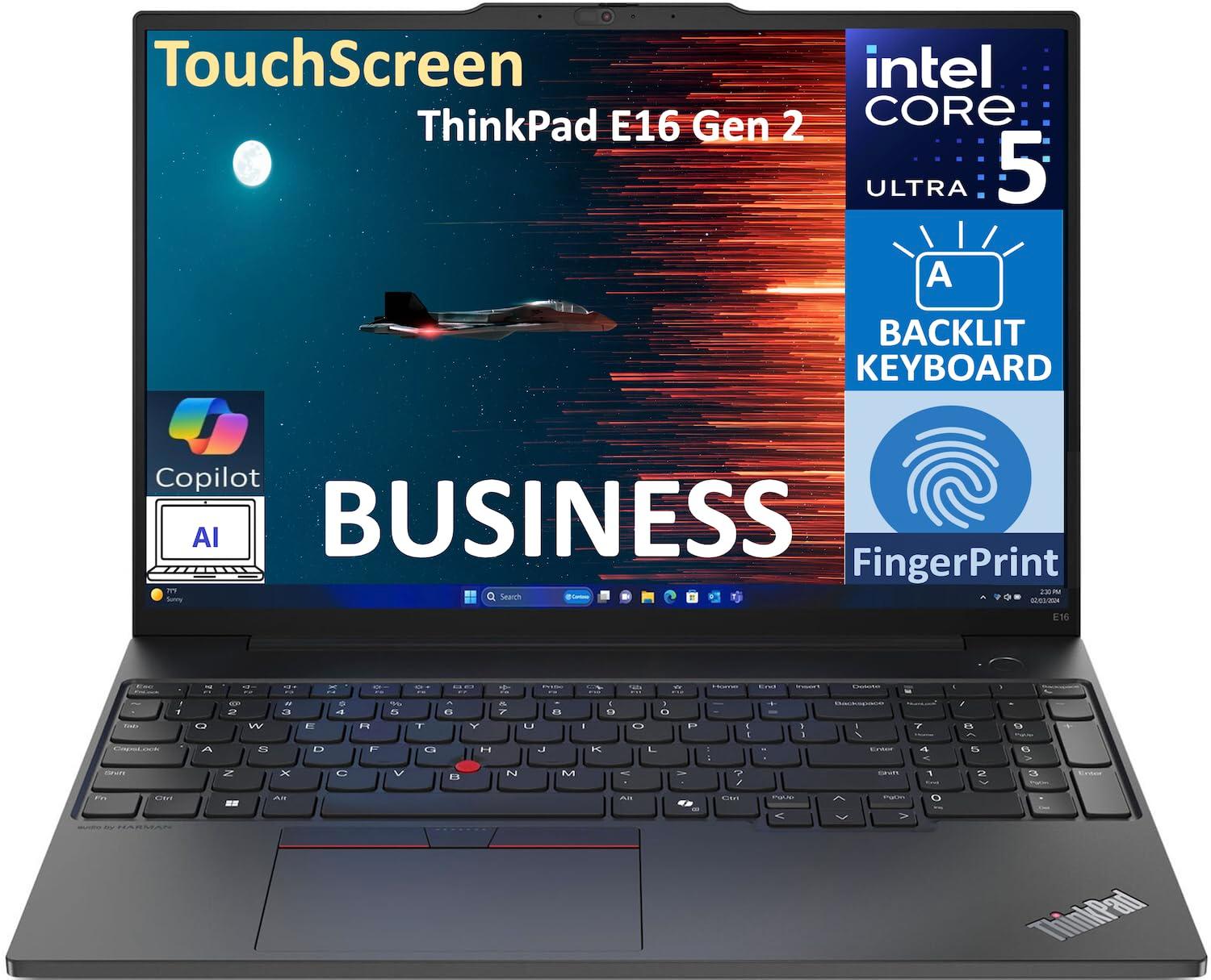 Lenovo ThinkPad E16 Gen 2 AI Powered Laptop 16.0" Touchscreen IPS WUXGA (Intel Ultra 5-125U, 32GB DDR5, 1TB PCIe SSD, Backlit KYB, Fingerprint, Thunderbolt 4, Win 11 Pro) W/Dockztorm - Image 2