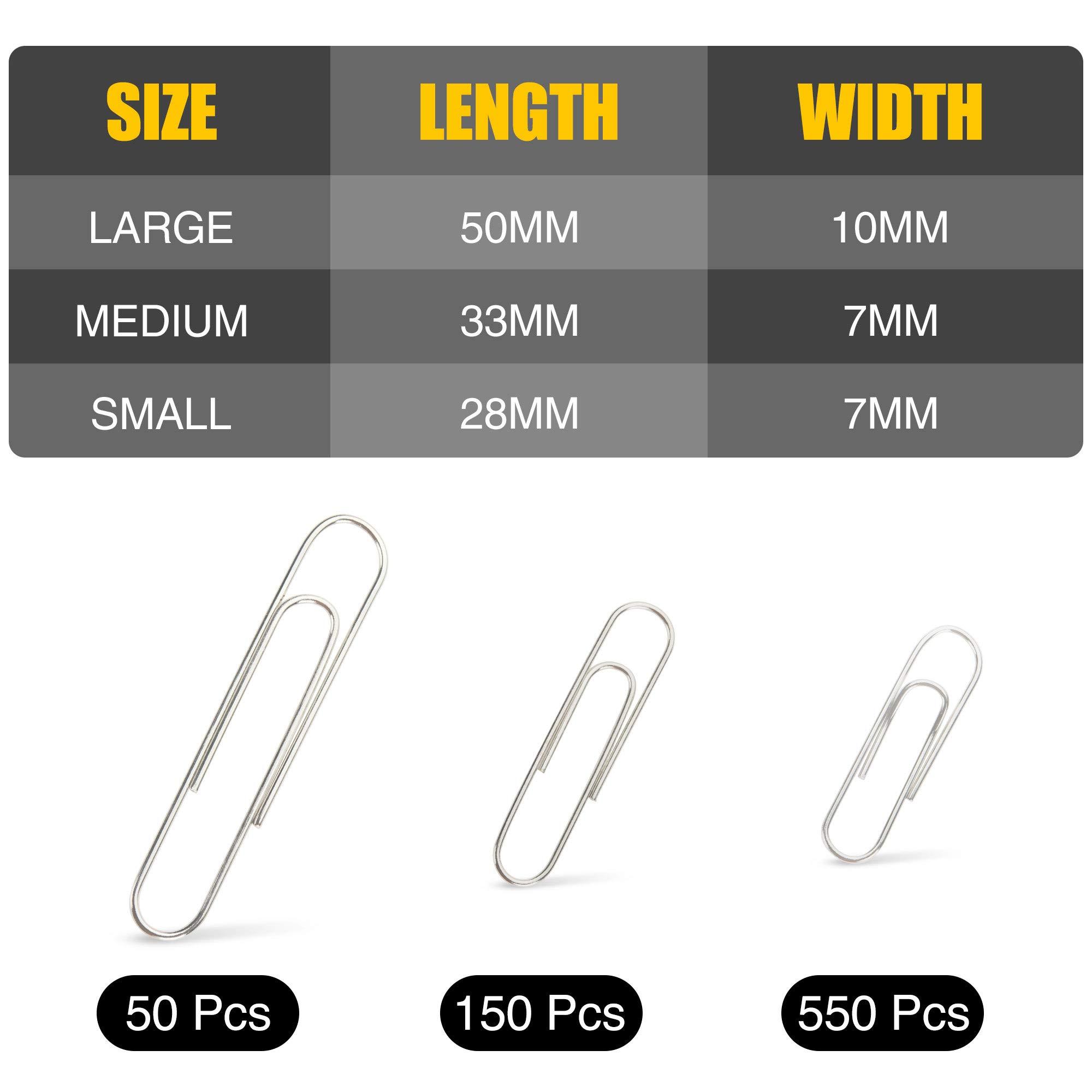 Kempshott 750 Paper Clips Assorted Sizes Small, Medium and Large Paper Clips for Paperwork Ideal for Home, School and Office Use (Assorted, Silver) - Image 3