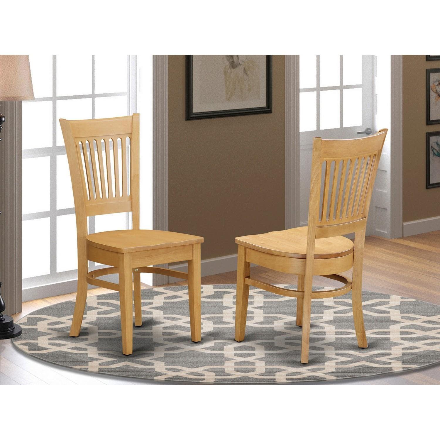 East West Furniture VAC-OAK-W Vancouver Kitchen Dining Chairs - Slat Back Wooden Seat Chairs, Set of 2, Oak - Image 2