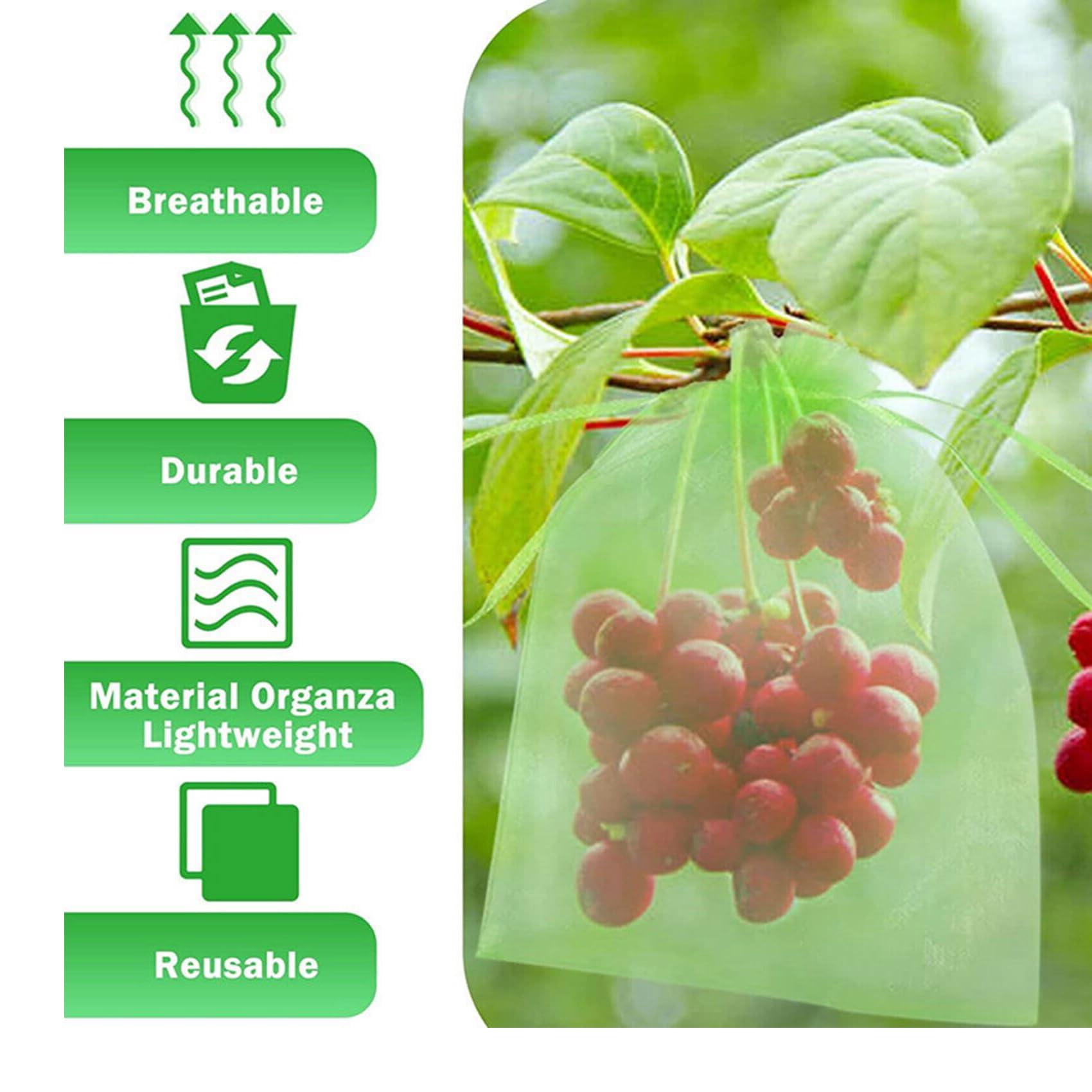 YINCORD 20 Pack Fruit Protection Bags, 6'' x 10'' (15cm x 25cm) Reusable Mesh Produce Bags for Garden, Breathable Drawstring Netting Covers for Vegetables, Apples, Peppers - Image 3