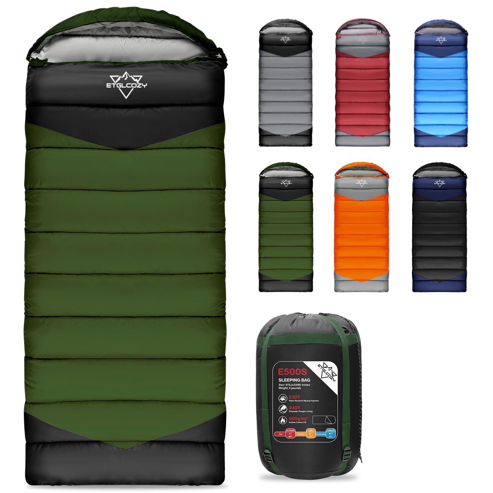 ETGLCOZY Adult Kids Sleeping Bag - All Season Warm/Cold Weather Lightweight for Camping & Hiking - Compact w/Compression Sack - Portable for Backpacking Travel Indoor - Unisex Boy Girl Man Woman