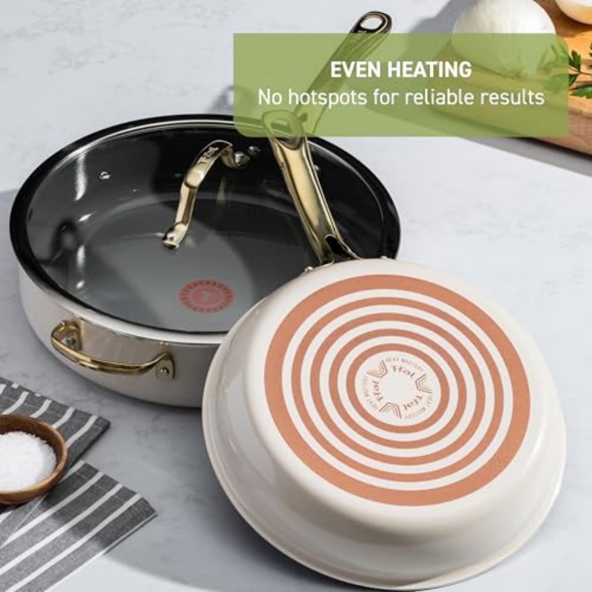 T-fal Preserve Ceramic, Non stick Cookware Set 13-Piece, Made without PFOA and PTFE, Oven & Broiler Safe up to 350°F, Includes Stockpot, Saucepans, Frying Pans, Protectors, Pots and Pans, Beige - Image 7