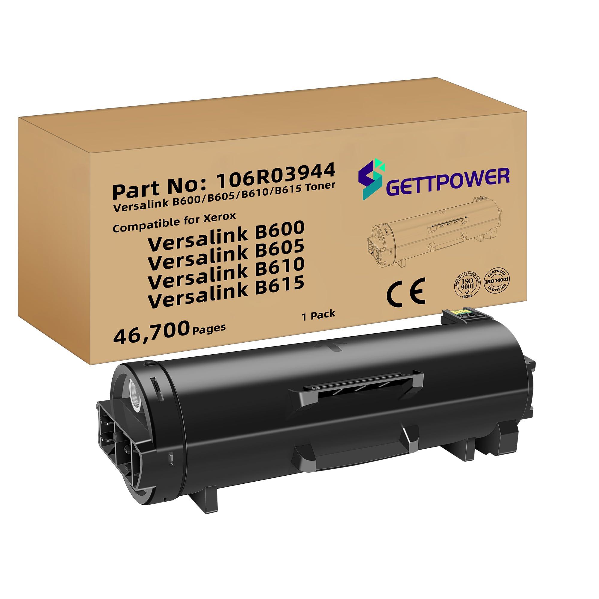 GETTPOWER Versalink B600/B605/B610/B615 Black High Capacity Toner Cartridge: 106R03944 Toner Compatible for Xerox Versalink B600 B605 B610 B615, 1 Pack, 46,700 Pages, Versalink B600 Toner