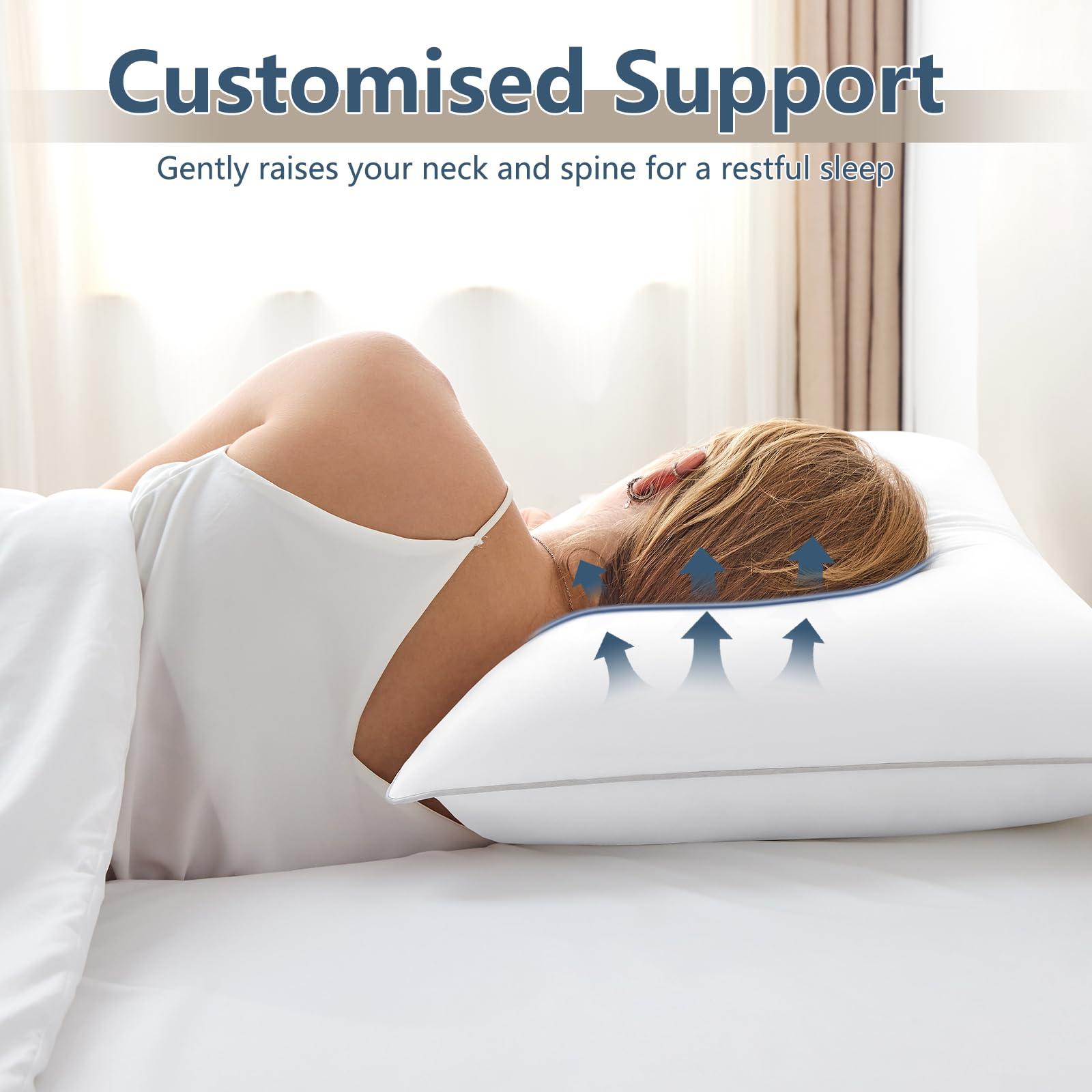 CozyLux Pillows Queen Size Set of 2, Hotel Quality Bed Pillows for Sleeping 2 Pack, Cooling Pillows for Side Back and Stomach Sleepers, Down Alternative Luxury Soft Supportive Fluffy Pillows (18x28) - Image 8