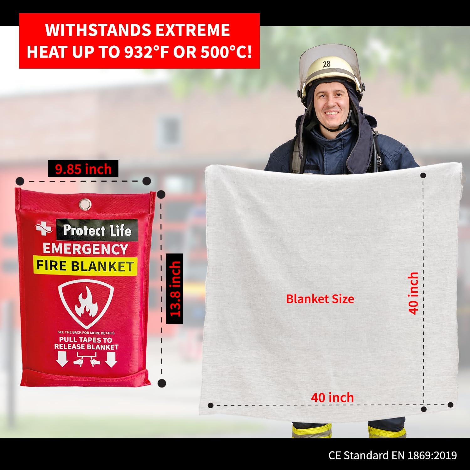 Protect Life Emergency Fire Blanket for Home & Kitchen, 40" x 40" Fiberglass Flame Retardant Fabric for Cooking & Clothing Mishaps, Fire Blankets Emergency for Home Safety, Camping & More (4 Pack) - Image 3