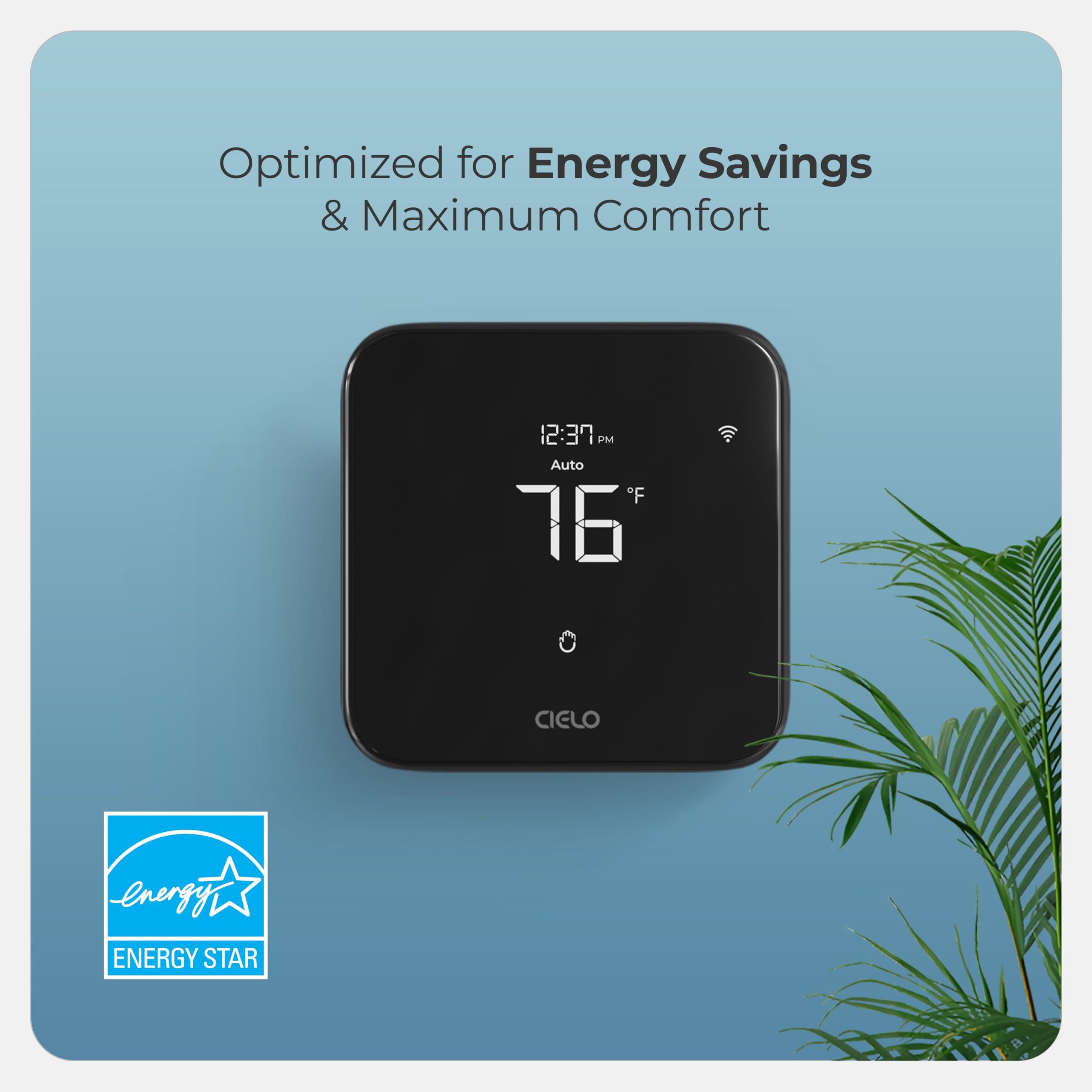 Cielo Smart Thermostat Eco | Energy Star Certified Thermostat | Supports Conventional Systems up to (2H/2C) & Heat Pumps (4H/2C) | Free C-Wire Adapter in Box | NOT for Mini Split Systems | (Black) - Image 4