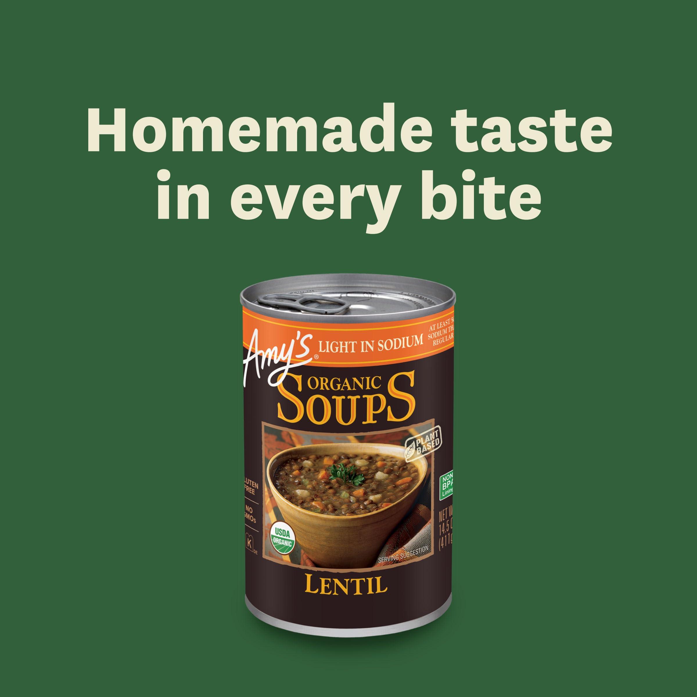 Amy’s Soup, Vegan Lentil Soup, Light in Sodium, Gluten Free, Made With Organic Green Lentils and Vegetables, Canned Soup, 14.5 Oz (12 Pack) - Image 6