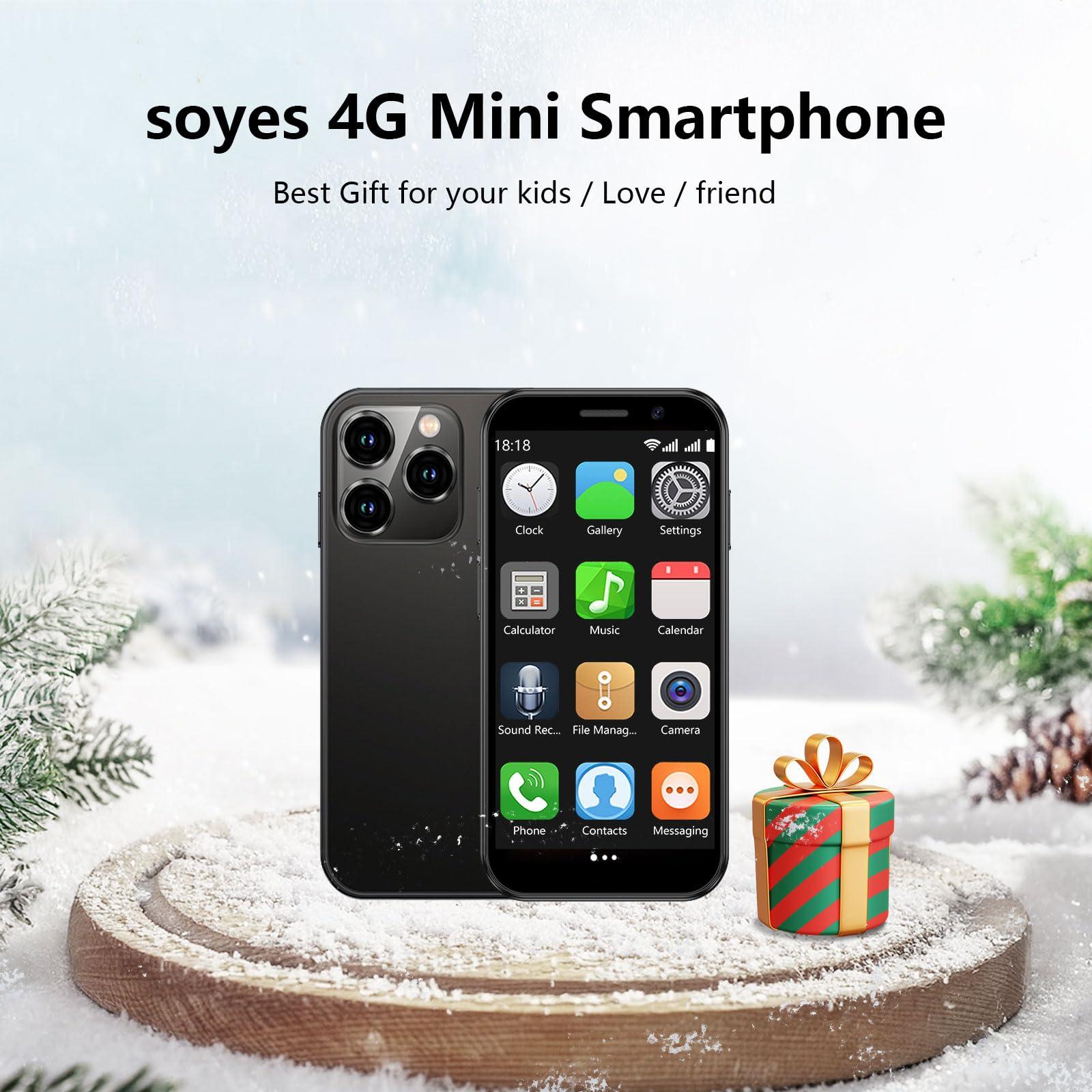 soyes Mini Phone 4G Unlocked World's Smallest Mini Smartphone 3.0'' Touch Screen Compact Mobile Phone for Kids & Students 2000mAh Battery Cell Phone with Dual SIM Quad Core Face ID GPS 2GB+16GB Black - Image 2
