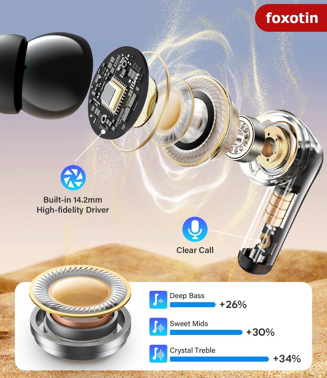 Ear Buds Wireless Earbuds - Bluetooth 5.3 Headphones (48H Playback) Built in Mic with LED Display Charging Case, IP7 Waterproof Earphone for iPhone Andriod Phones Laptop Sports Workout - Black - Image 4