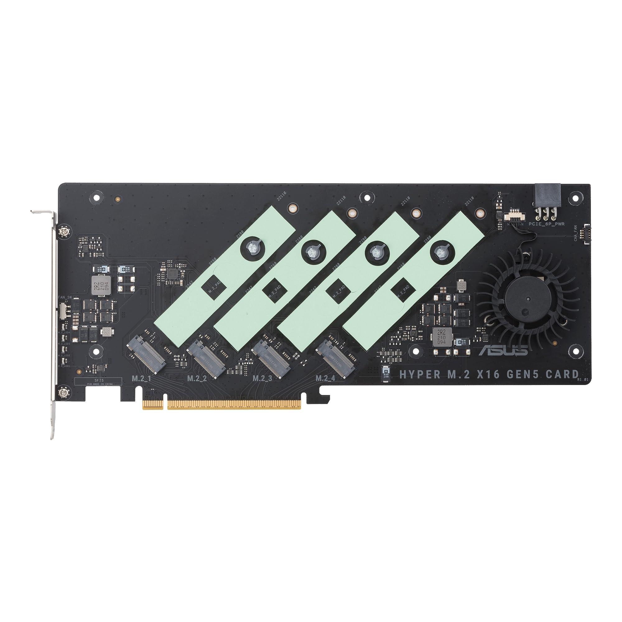 ASUS Hyper M.2 x16 Gen5 Card (PCIe 5.0/4.0) Supports Four NVMe M.2 (2242/2260/2280/22110) Devices up to 512 Gbps for AMD and Intel® Platform RAID Functions. - Image 4