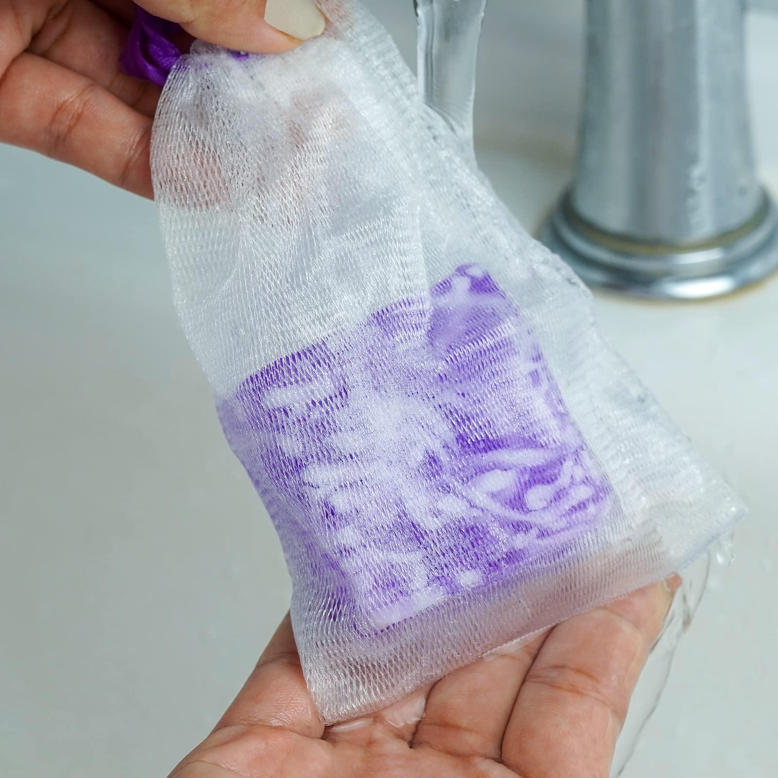 2 PCS Yoni Soap Bars for Women, 100% Handmade Natural PH Balanced & V Cleansing Bar Soap for Women, Natural Soap Bar with Bubble Foam Net, Bath Wash Odor Remover 3.53oz/100g (purple) - Image 5