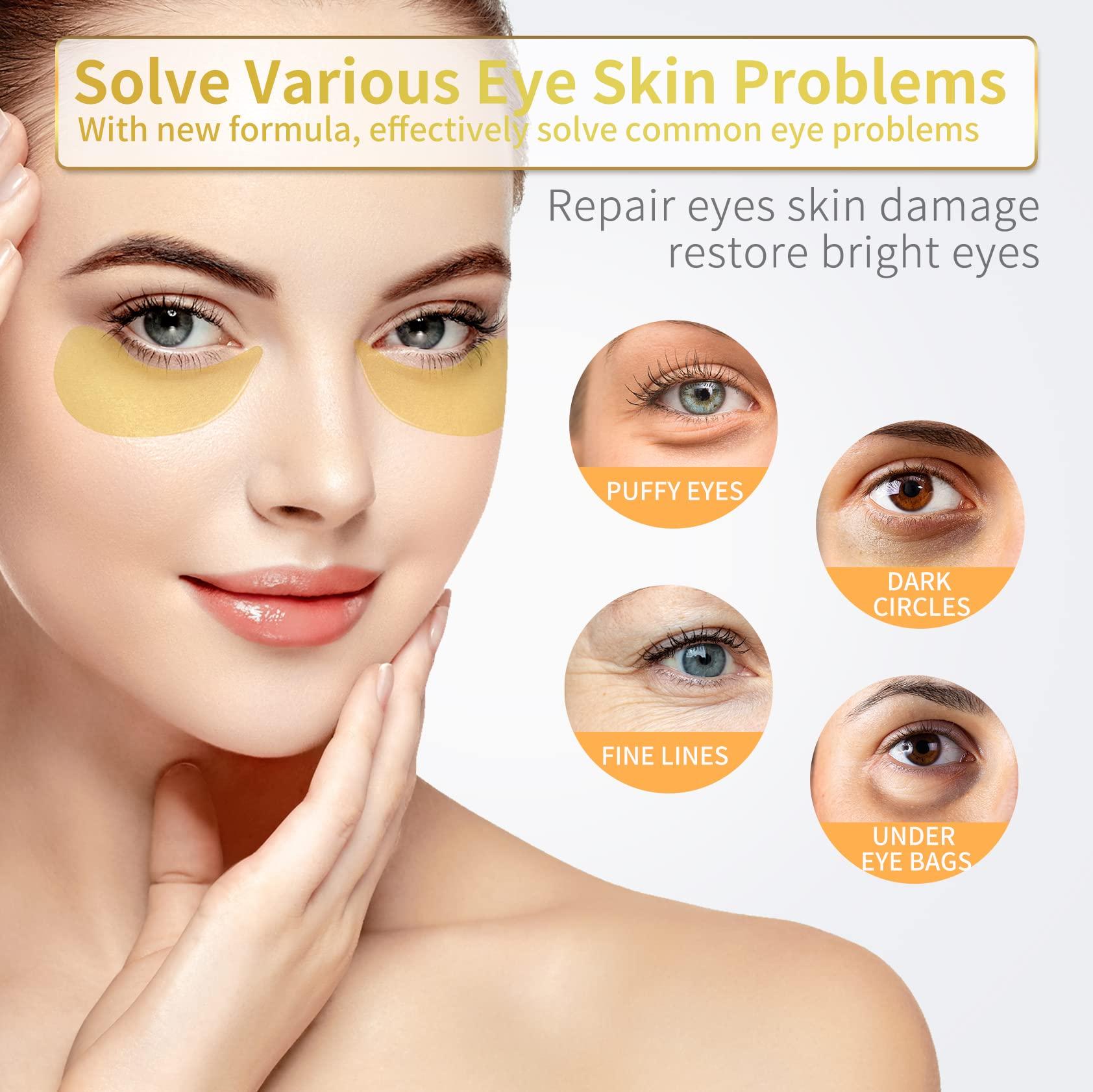 NAZANO 24K Gold Under Eye Patches - 60 Pack for Puffy Eyes, Dark Circles, Bags & Wrinkles with Collagen & Hyaluronic Acid - Image 2