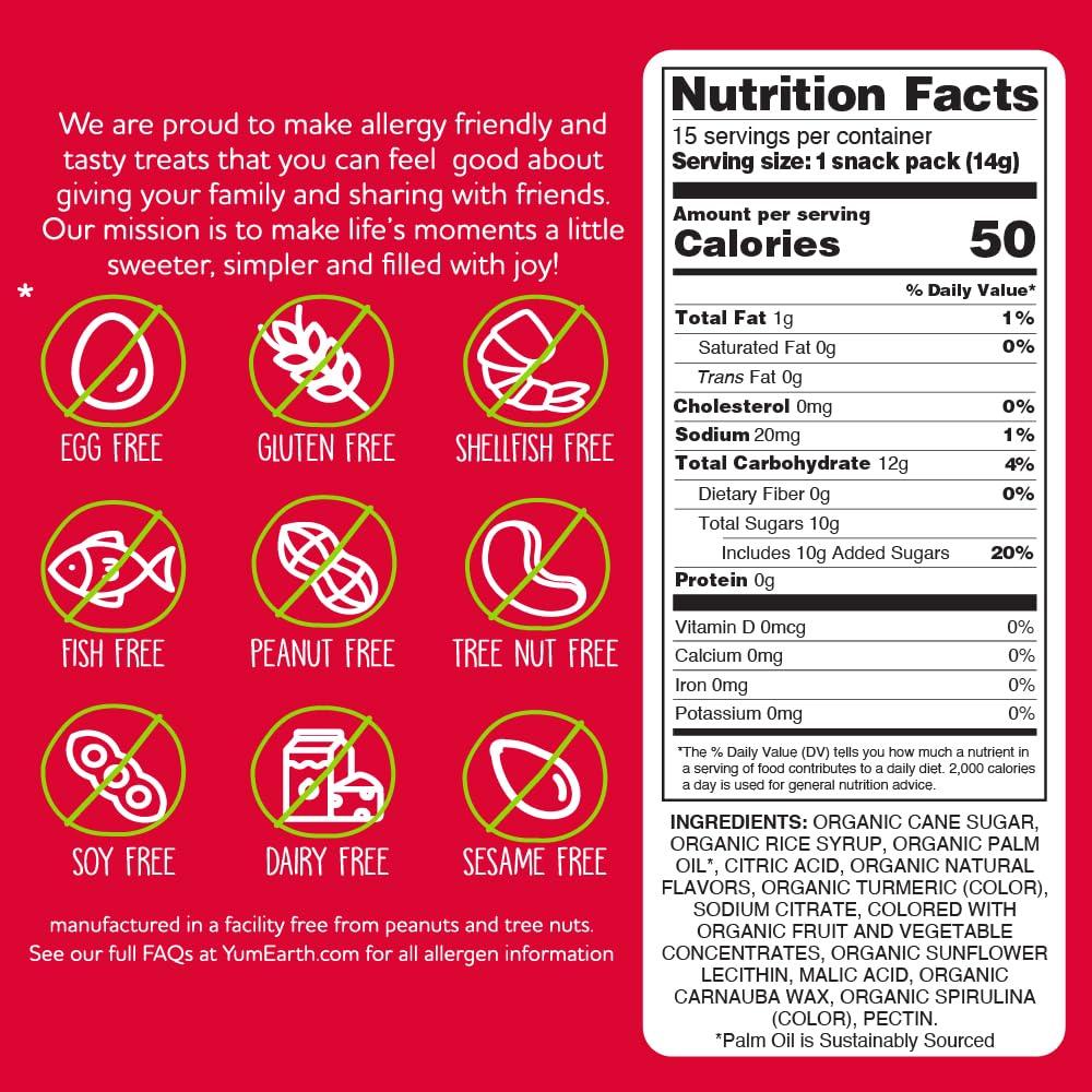 YumEarth Organic Giggles Chewy Candy – Allergy Friendly, No Artificial Dyes, Non GMO, Gluten Free, Fruit Flavored, Vegan Candy Snacks with No Artificial Flavors, 0.5 oz (Box of 15)​ - Image 2