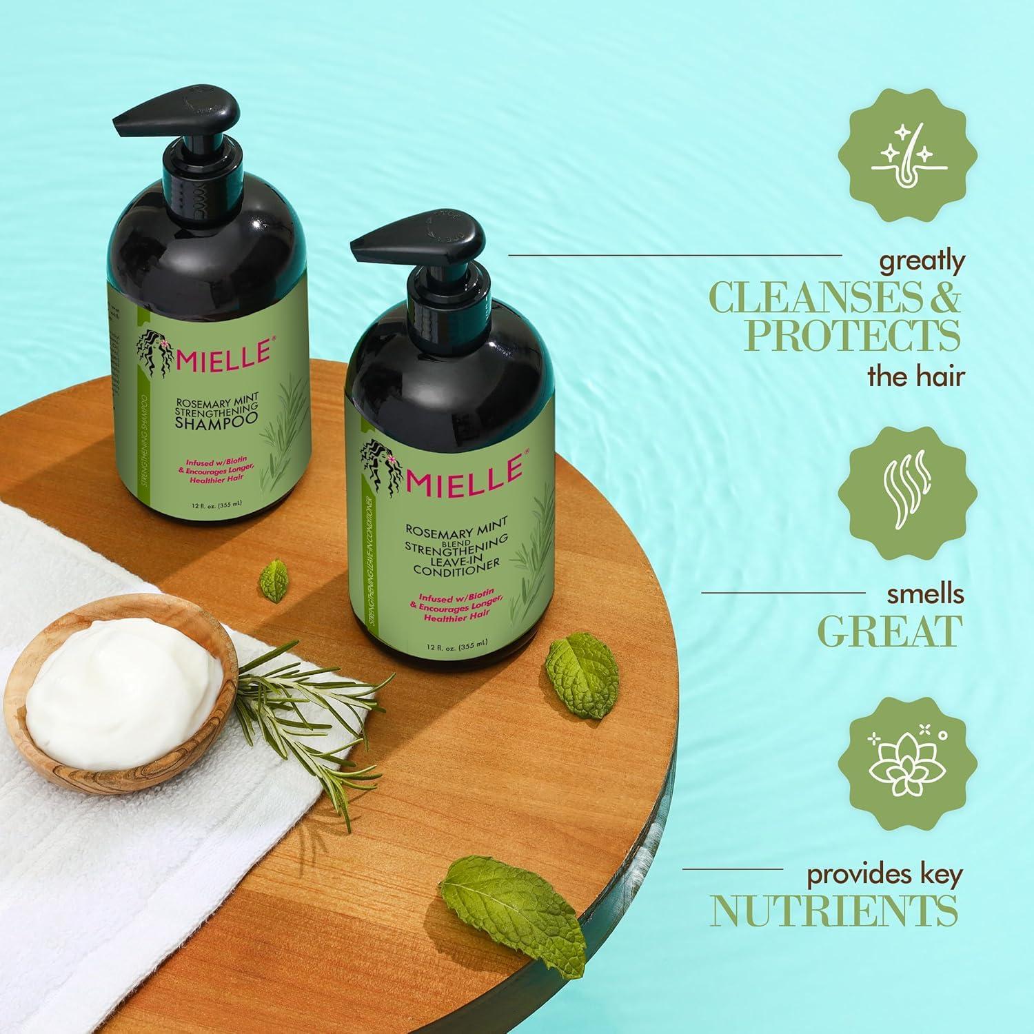 Mielle Organics Rosemary Mint Strengthening Shampoo Infused with Biotin, Cleanses and Helps Strengthen Weak and Brittle Hair (12 Fl Oz) - Image 3