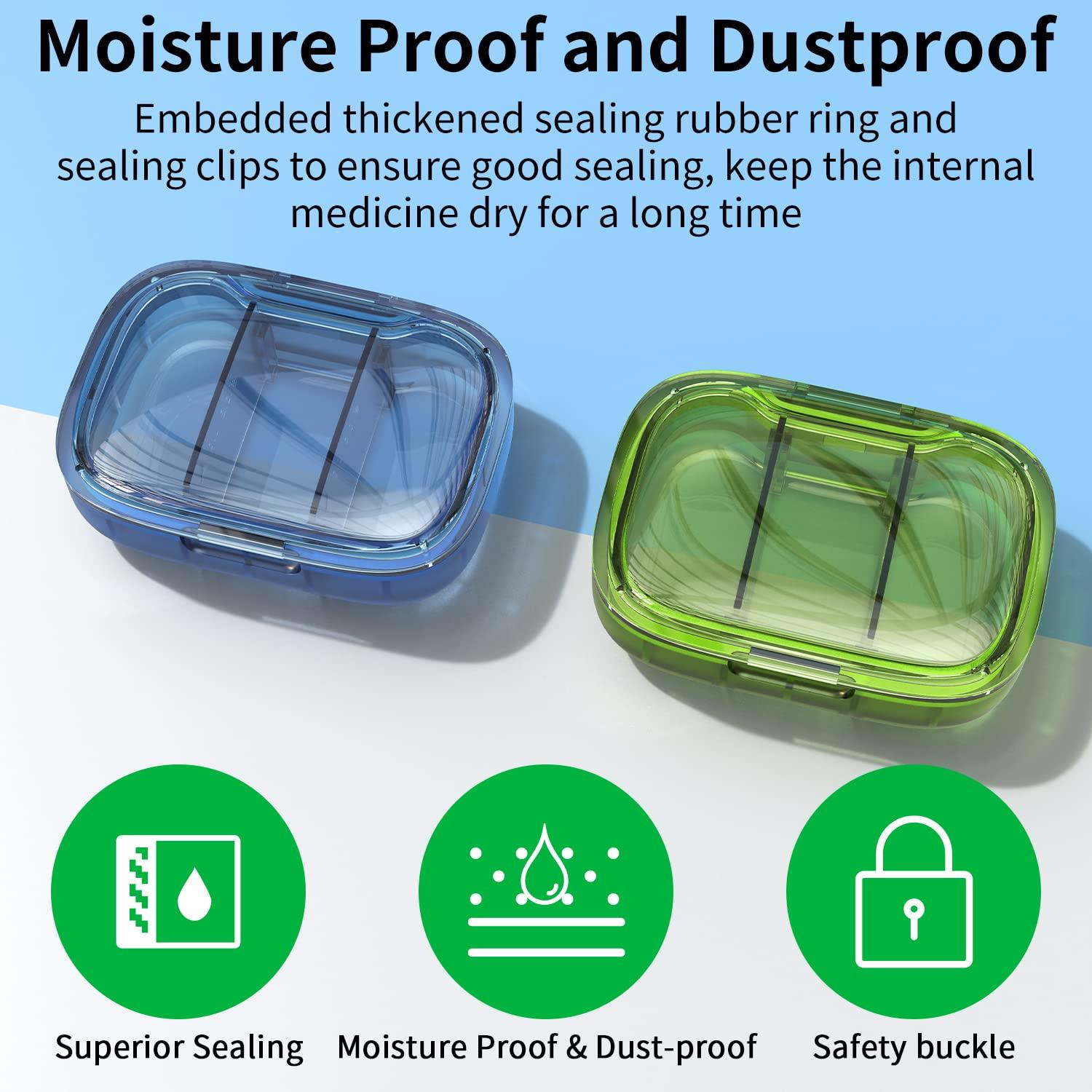 2 Pack 3 Compartment Small Pill Box, Moisture Proof Case, Travel Organizer for Pocket Purse, Daily Portable Medicine Vitamin Container, Fish Oil and Supplement Storage - Image 6