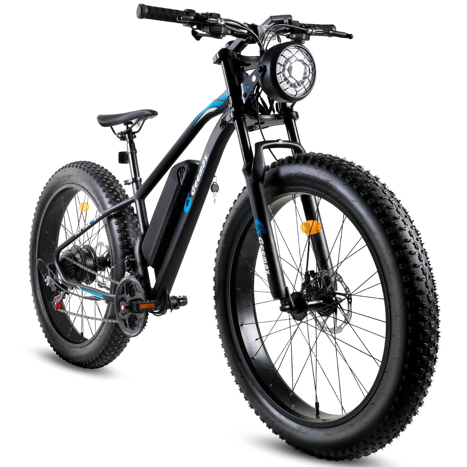 Geemax Electric Bike for Adults, 26" x 4.0 Fat Tire Ebike, 1000W Peak 1500W 48V 15.6Ah Lithium Battery Electric Bicycle, 35MPH, 21-Speed, Up to 50 Miles for Commuting, Beach, Snow