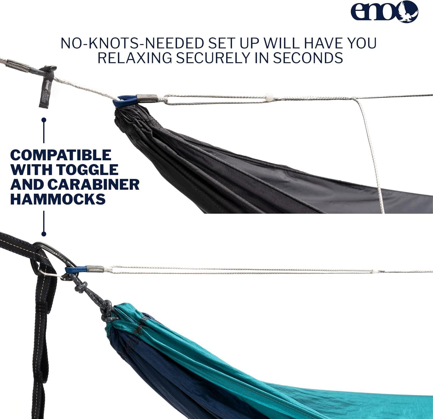 ENO Microtune Structural Ridgeline - Camping Hammock Travel Essentials - Hammock Cord for Preset Lay - Compatible with 1 to 2 Person Portable Hammocks - Sapphire/Grey - Image 5