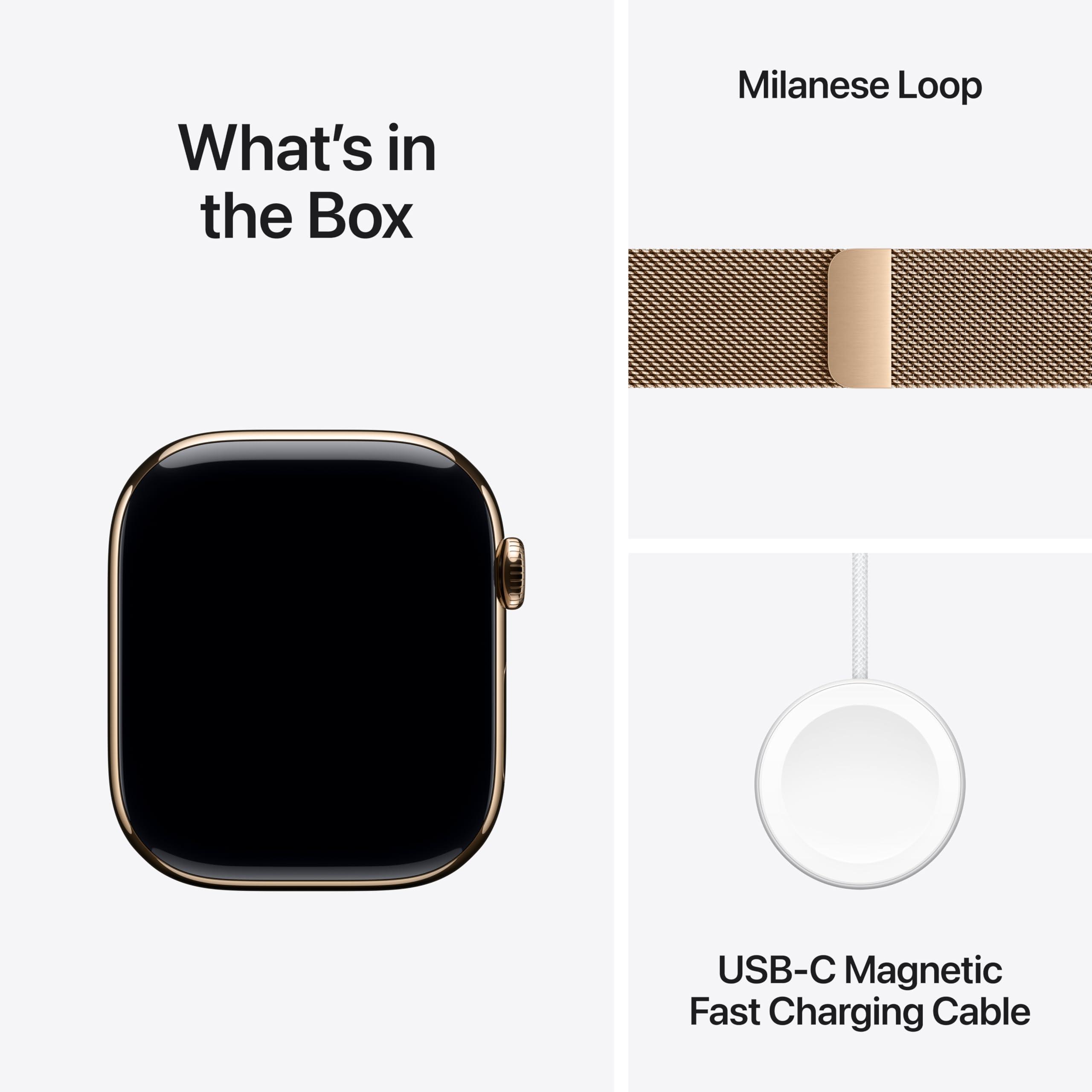 Apple Watch Series 10 [GPS + Cellular 46mm case] Smartwatch with Gold Titanium Case with Gold Milanese Loop - M/L. Fitness Tracker, ECG App, Always-On Retina Display, Carbon Neutral - Image 7