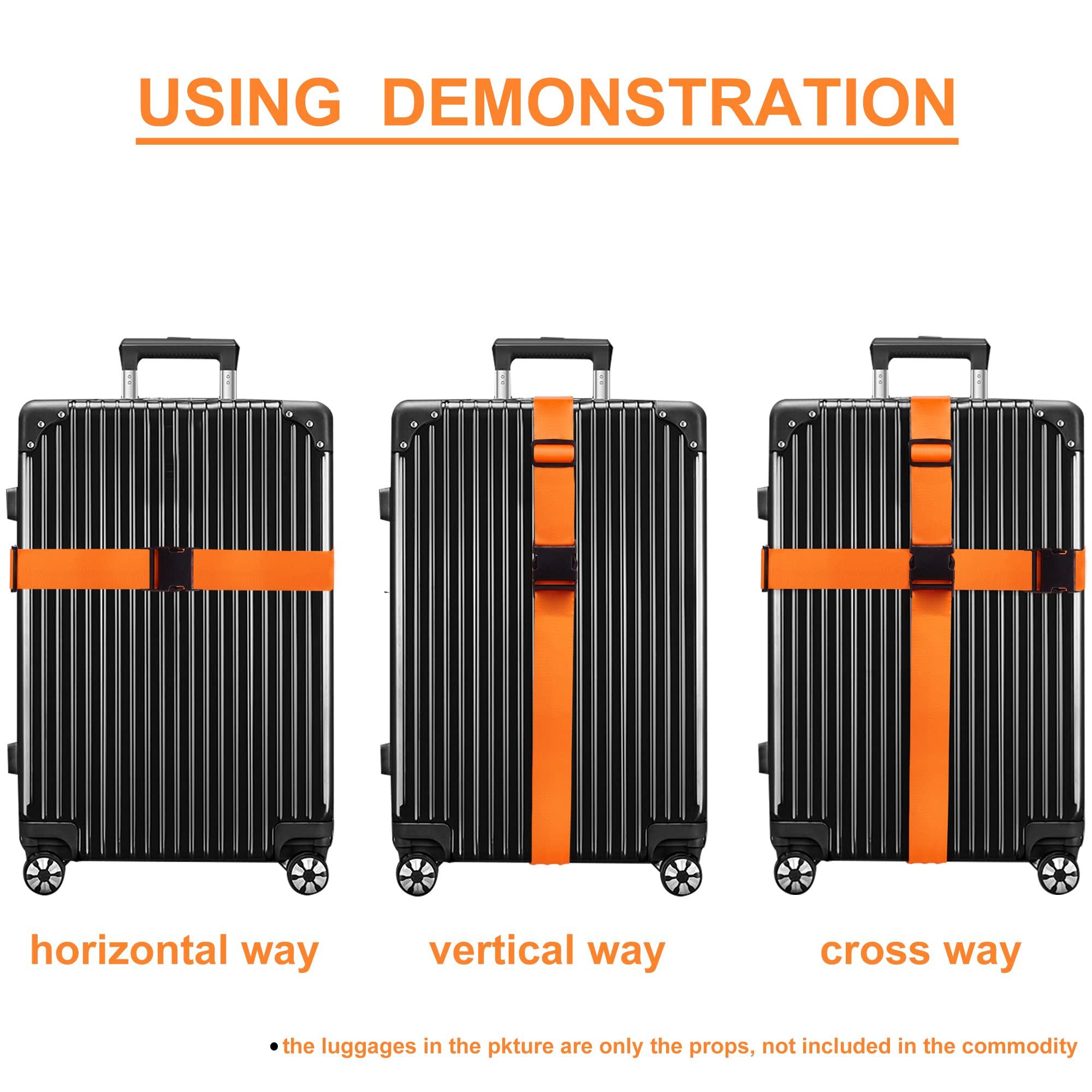 Luggage Straps for Suitcases TSA Approved Travel Belt 4 Pack by Chelmon(Orange) - Image 5