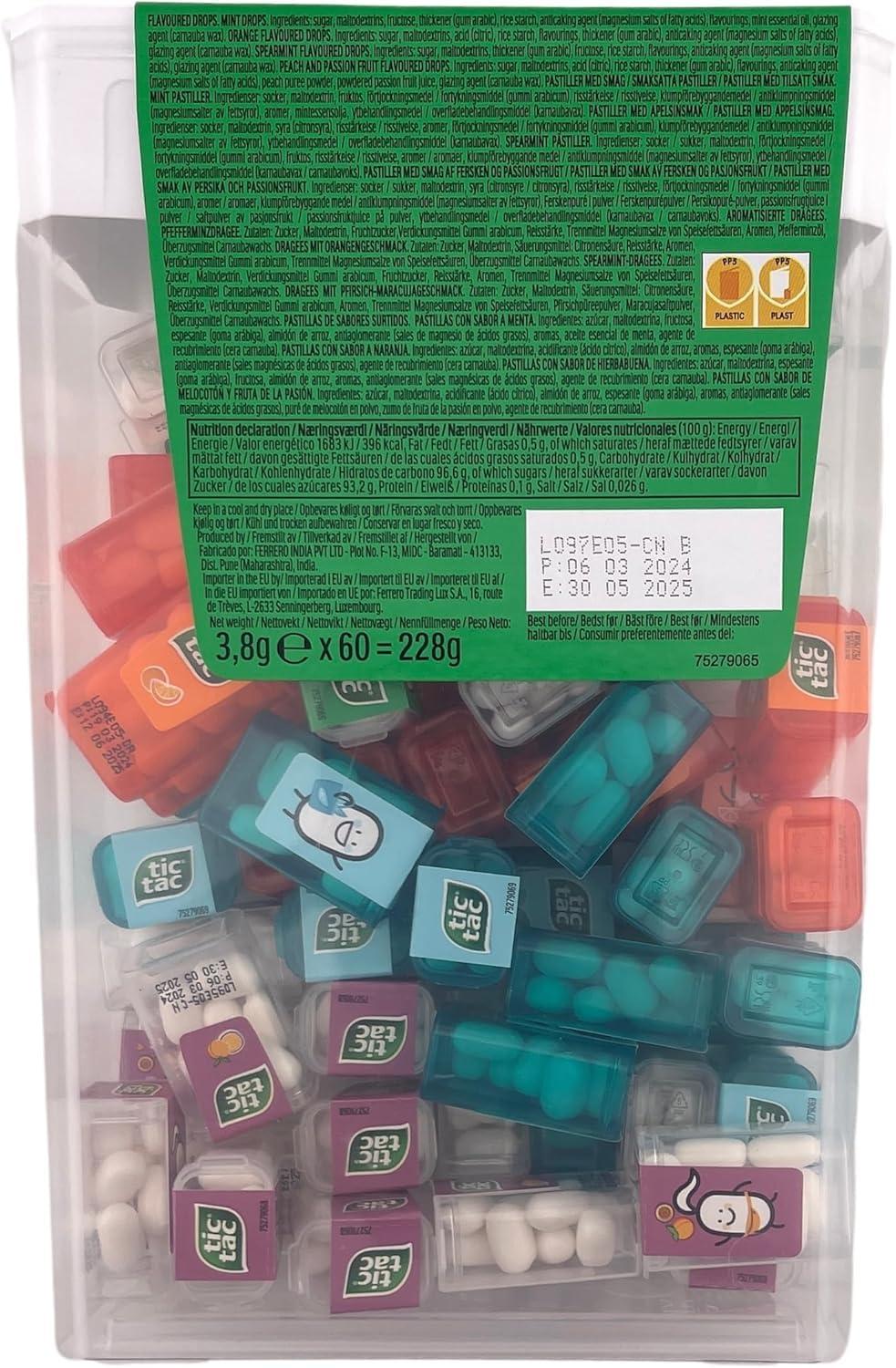 TIC TAC Box with 60 Mini Boxes (Mint, Orange, Spearmint, Peach and Passion fruit) 234g by Tic Tac - Image 2