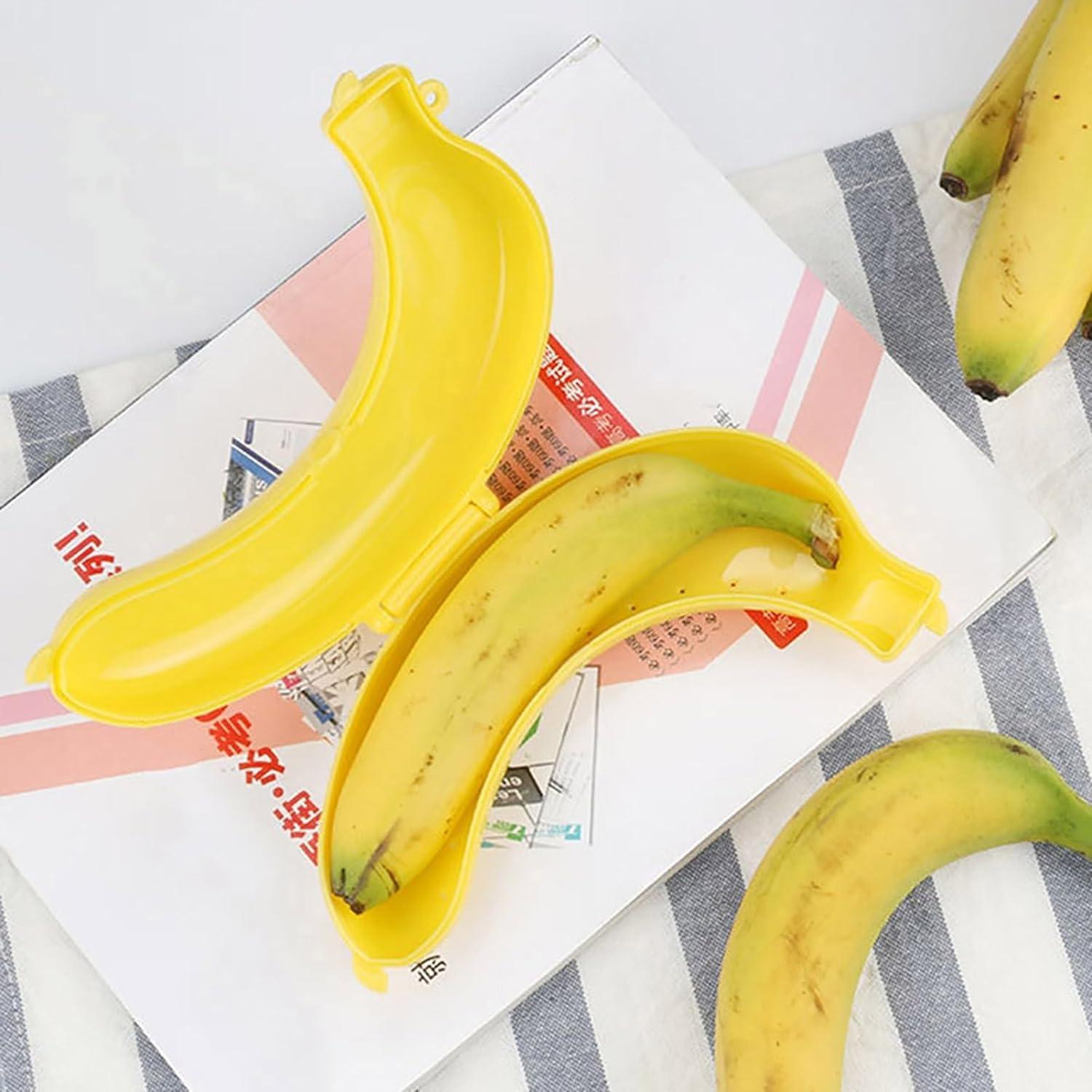 Jinshining Yellow Banana Protective Case Banana Protector Box Holder Banana Protector Flexible Plastic Fruit Banana Storage Case for Picnic and Travel Container Sets - Image 6