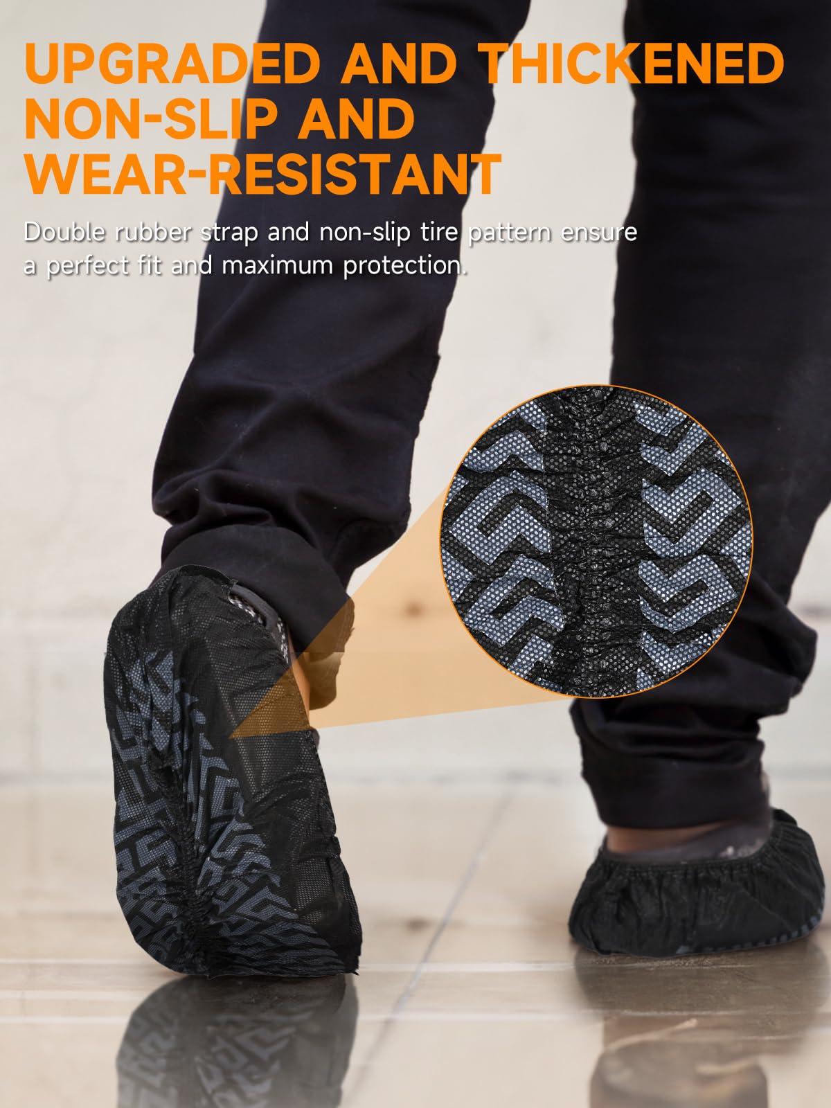 TOOSOFt Black Shoe Covers Disposable Non Slip 100 Pack (50 Pairs): Extra Large Non-Woven Fabric Booties for Shoes Covers for Indoors Reusable,Breathable, Waterproof - Fits Up to Size 14 US Men - Image 2
