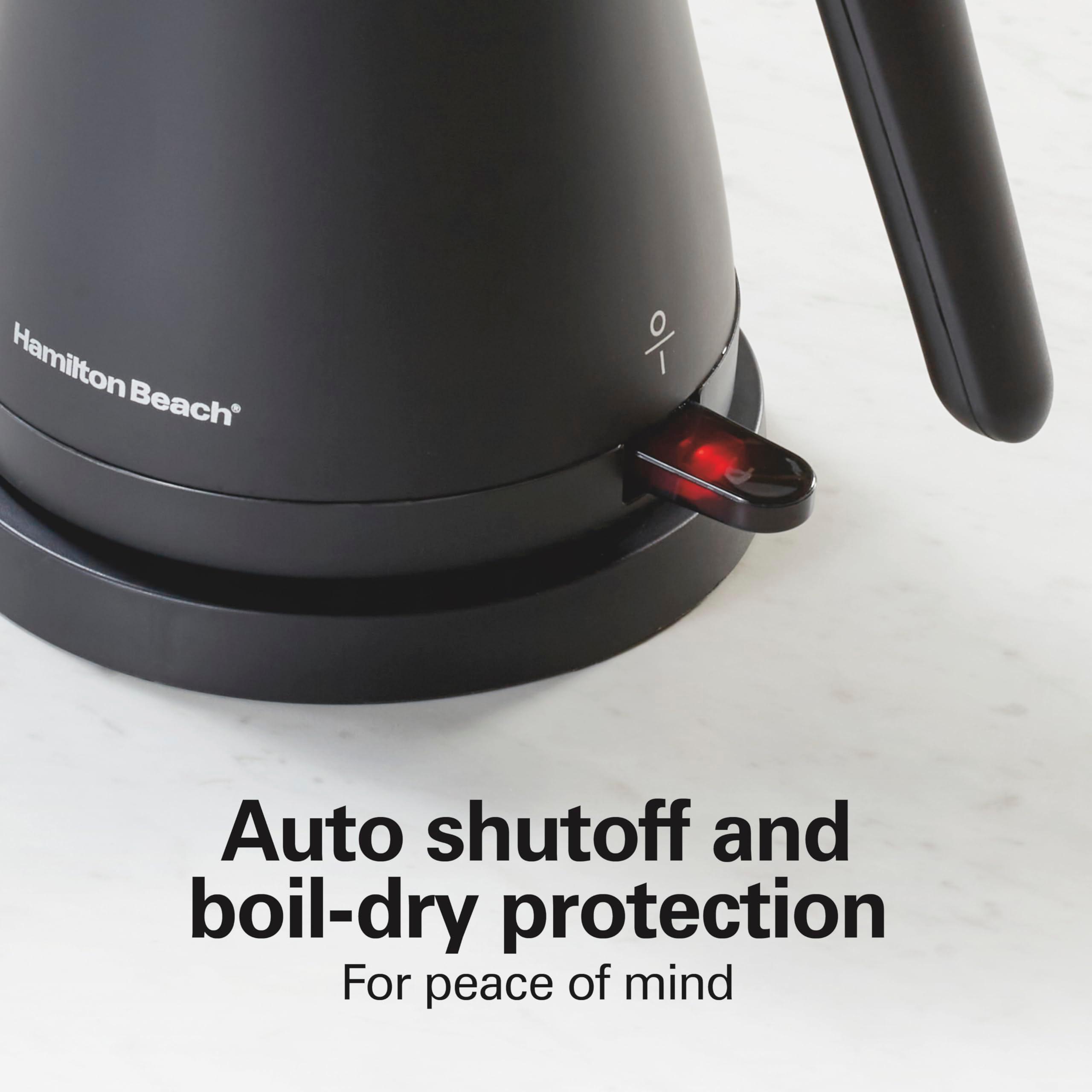 Hamilton Beach Compact 20 oz. / 0.6 Liter Gooseneck Electric Kettle for Boiling Water, Pour Over Coffee, Tea, Ultra Fast Heating With 1200 Watts, Stainless Steel BPA-Free Interior, Black (41045) - Image 5
