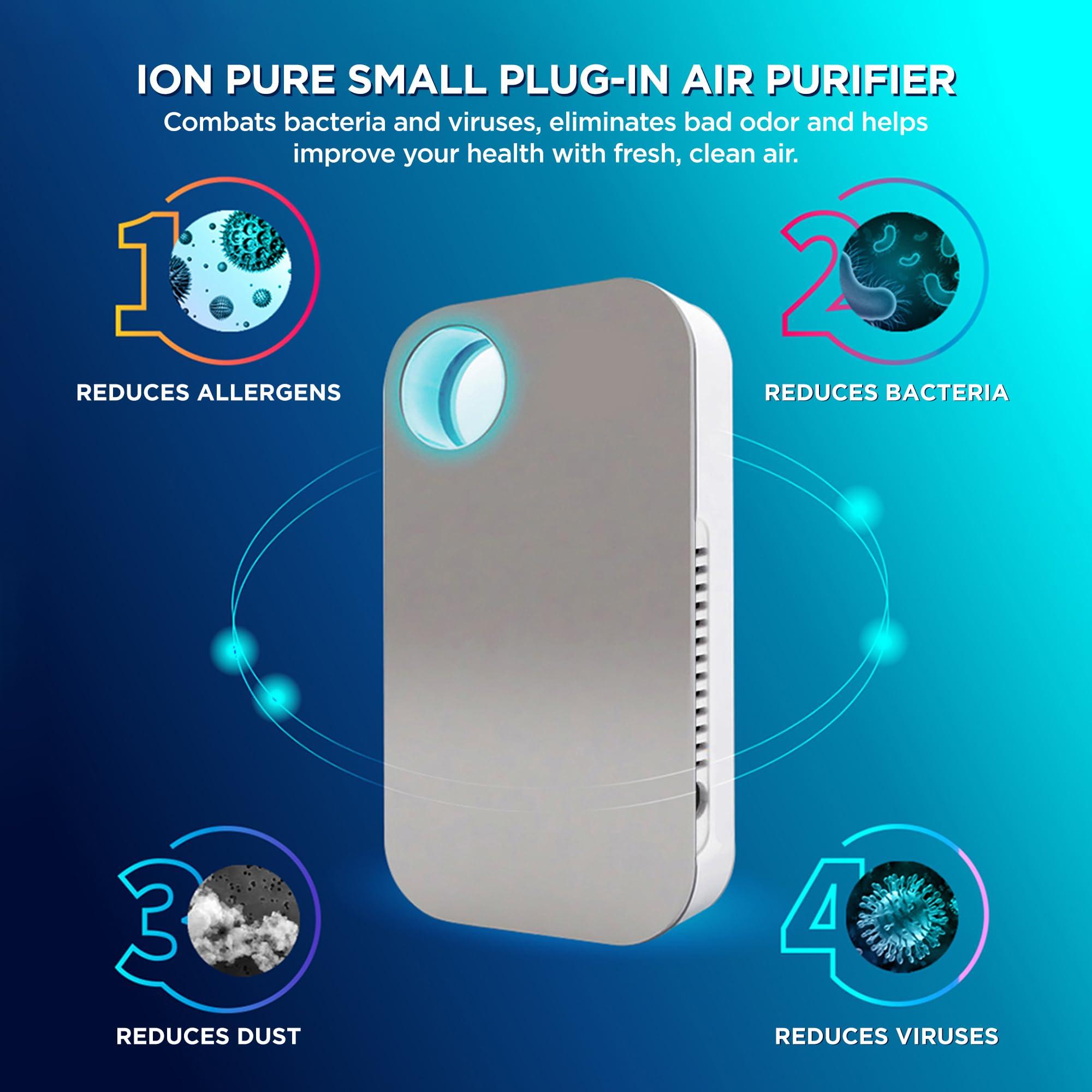 Ion Pure Plug In Air Purifier for Home | Negative Ion Technology for Allergen and Odor Reduction No Filter Compact, Quiet Operation Air Ionizers for Home Kitchen, Bedroom, Bathroom Air Purifiers - Image 2