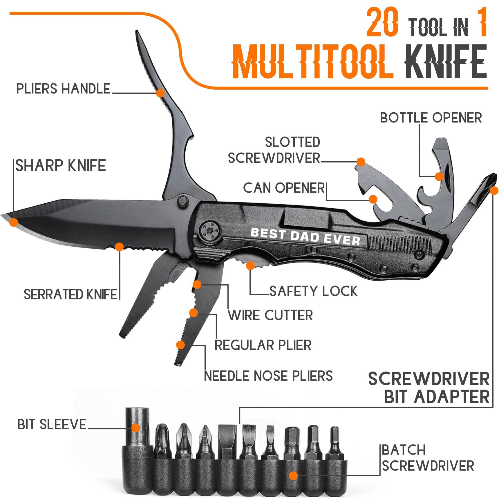 Gifts for Dad, Multitool Knife BEST DAD EVER for Camping, Fathers Day Christmas Unique Gifts for Dad, Dads Birthday Gift from Daughter Son, Christmas Ideal Presents for Dads, Gadget Present for Father - Image 4